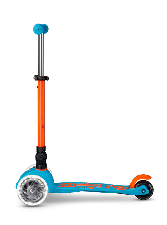 Patinete 3 Ruedas Micro Mini Deluxe Plegable NEON LED Azul-Naranja 2/7