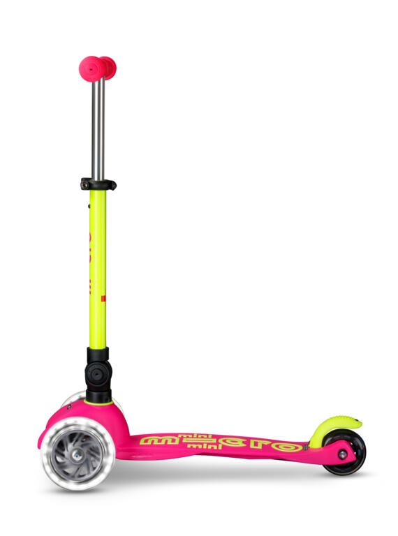 Patinete 3 Ruedas Micro Mini Deluxe Plegable NEON LED Amarillo-Rosa 2/7