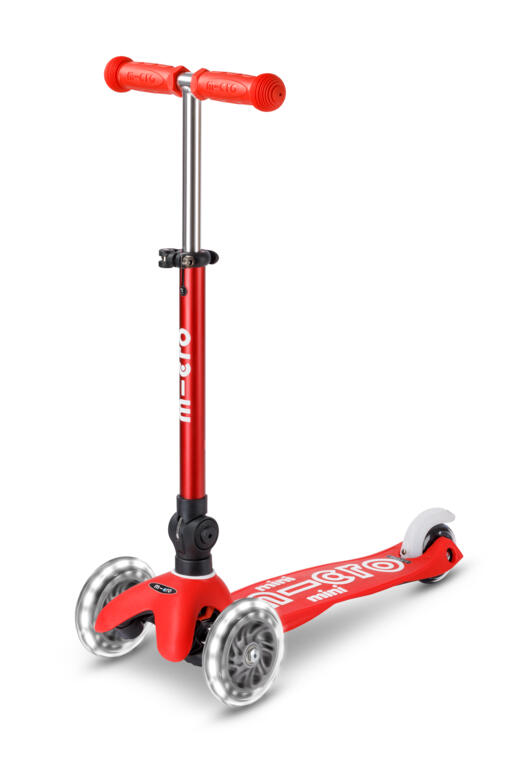 Patinete 3 Ruedas Micro Mini Deluxe Plegable LED Rojo 1/4