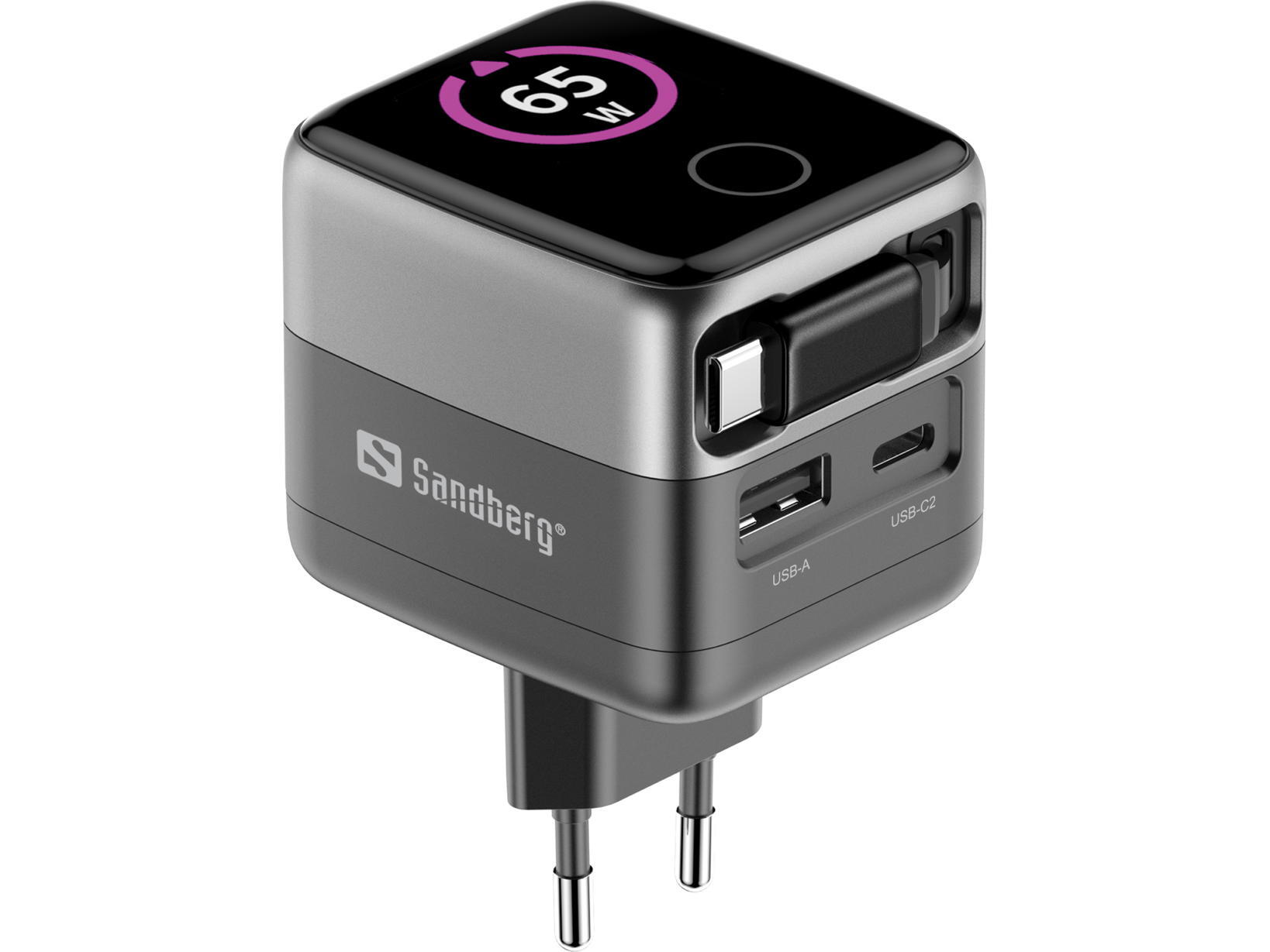 Carregador parede SANDBERG Charger PD65W Display + Cable 3/3