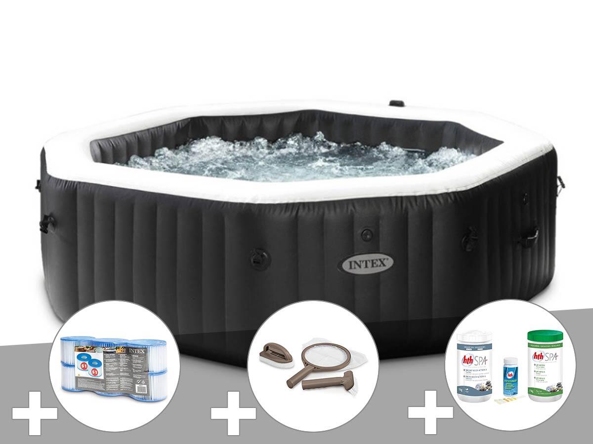 Kit spa gonflable  PureSpa Carbone octogonal Bulles et Jets 6 places + 12 1/1