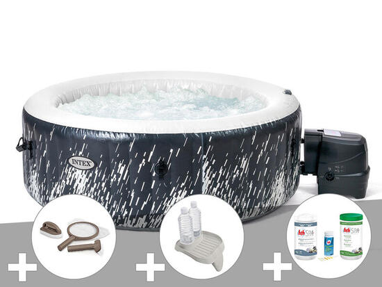 Kit spa gonflable PureSpa Galaxie rond Bulles avec LED 4 places + Kit