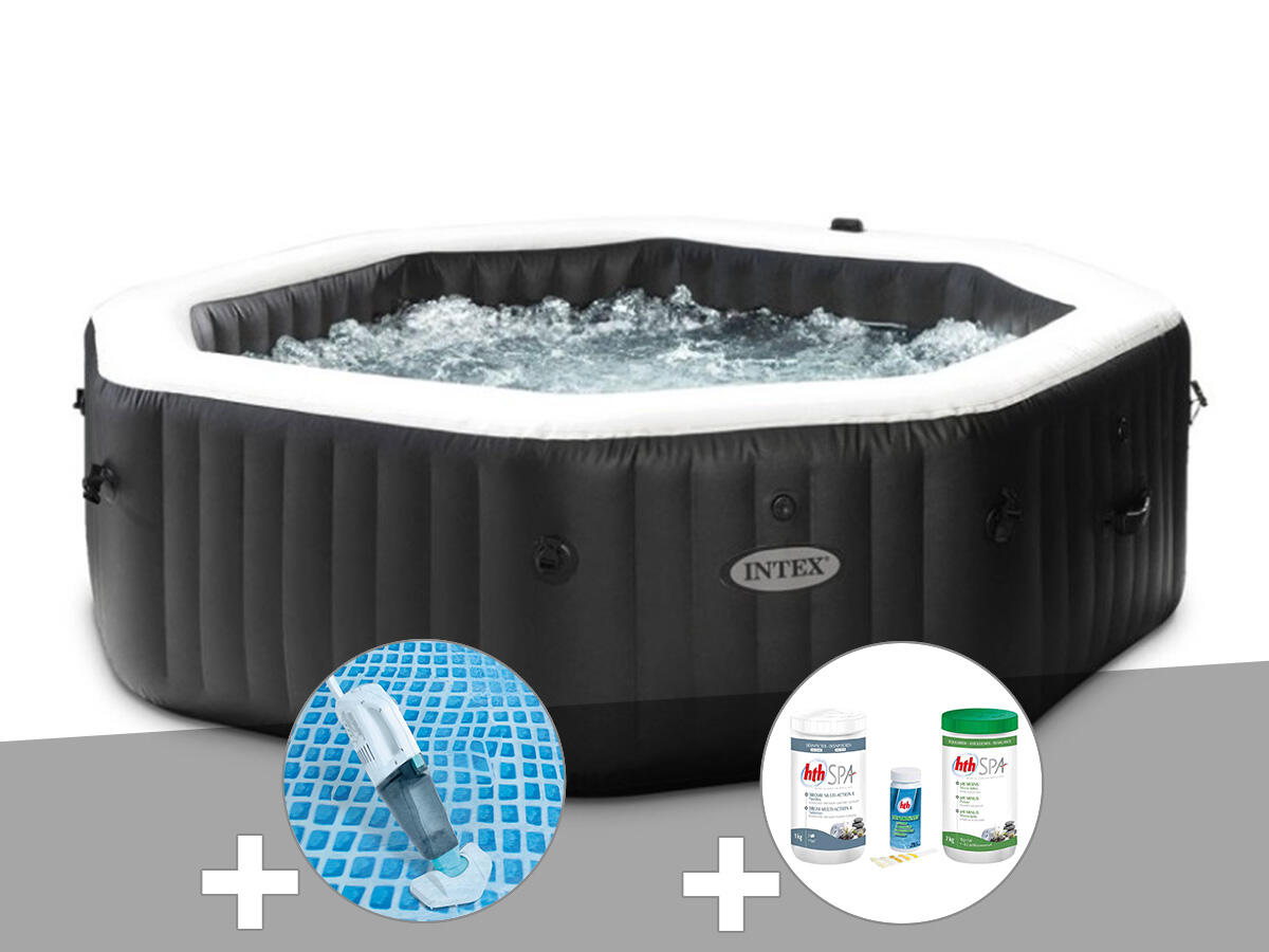 Kit spa gonflable  PureSpa Carbone octogonal Bulles et Jets 6 places + Kit 1/1