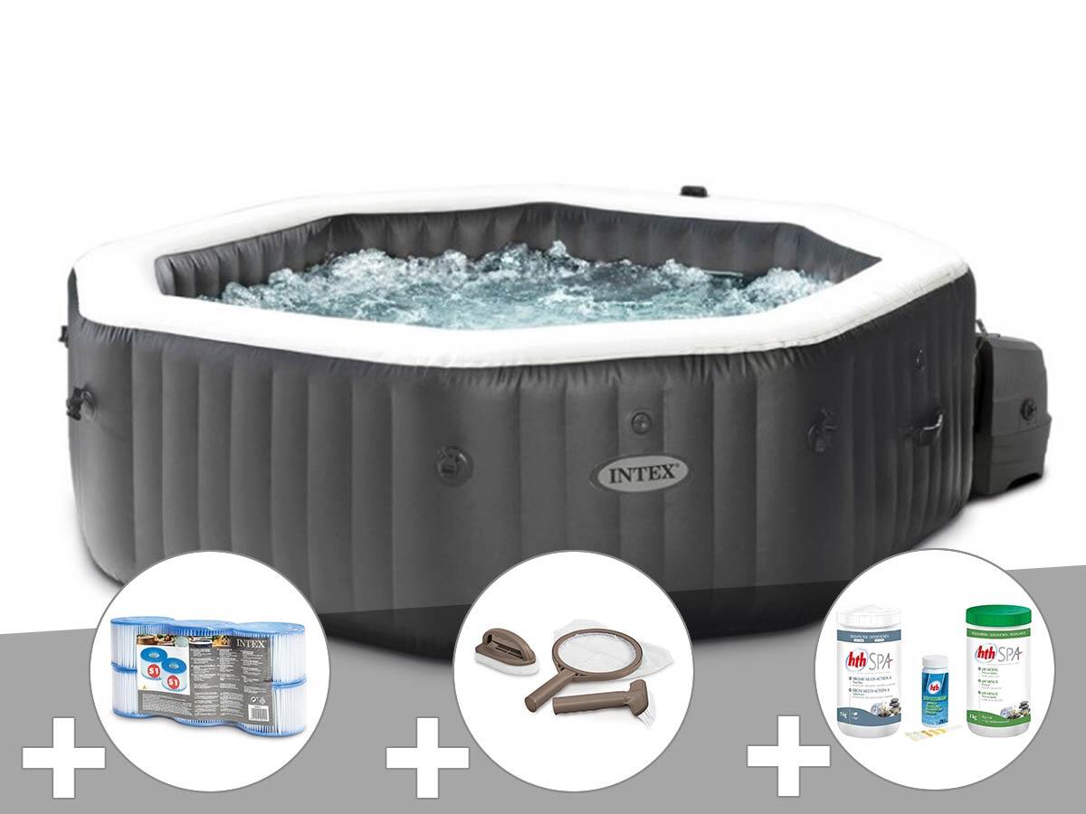 Kit spa gonflable  PureSpa Carbone octogonal Bulles et Jets 4 places + 12 1/1