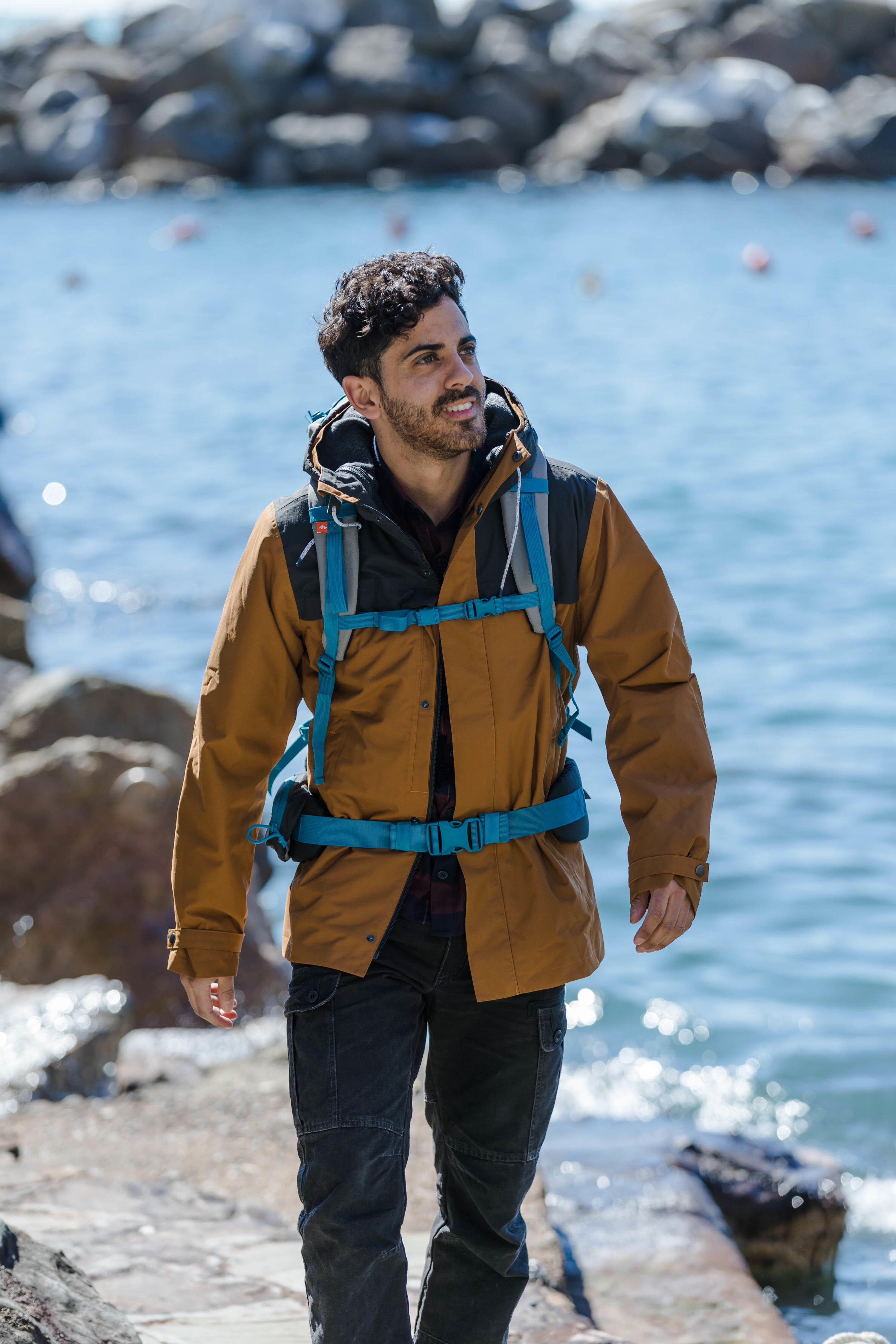 3-in-1 Trekking Reisejacke TRAVEL 100 Herren Camel 3/7