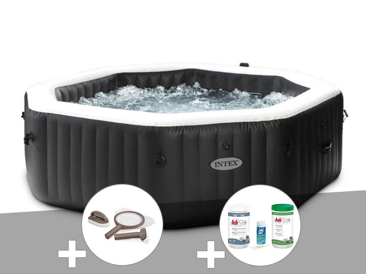 Kit spa gonflable  PureSpa Carbone octogonal Bulles et Jets 6 places + Kit 1/1