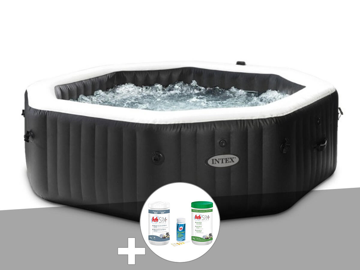 Kit spa gonflable  PureSpa Carbone octogonal Bulles et Jets 6 places + Kit 1/1