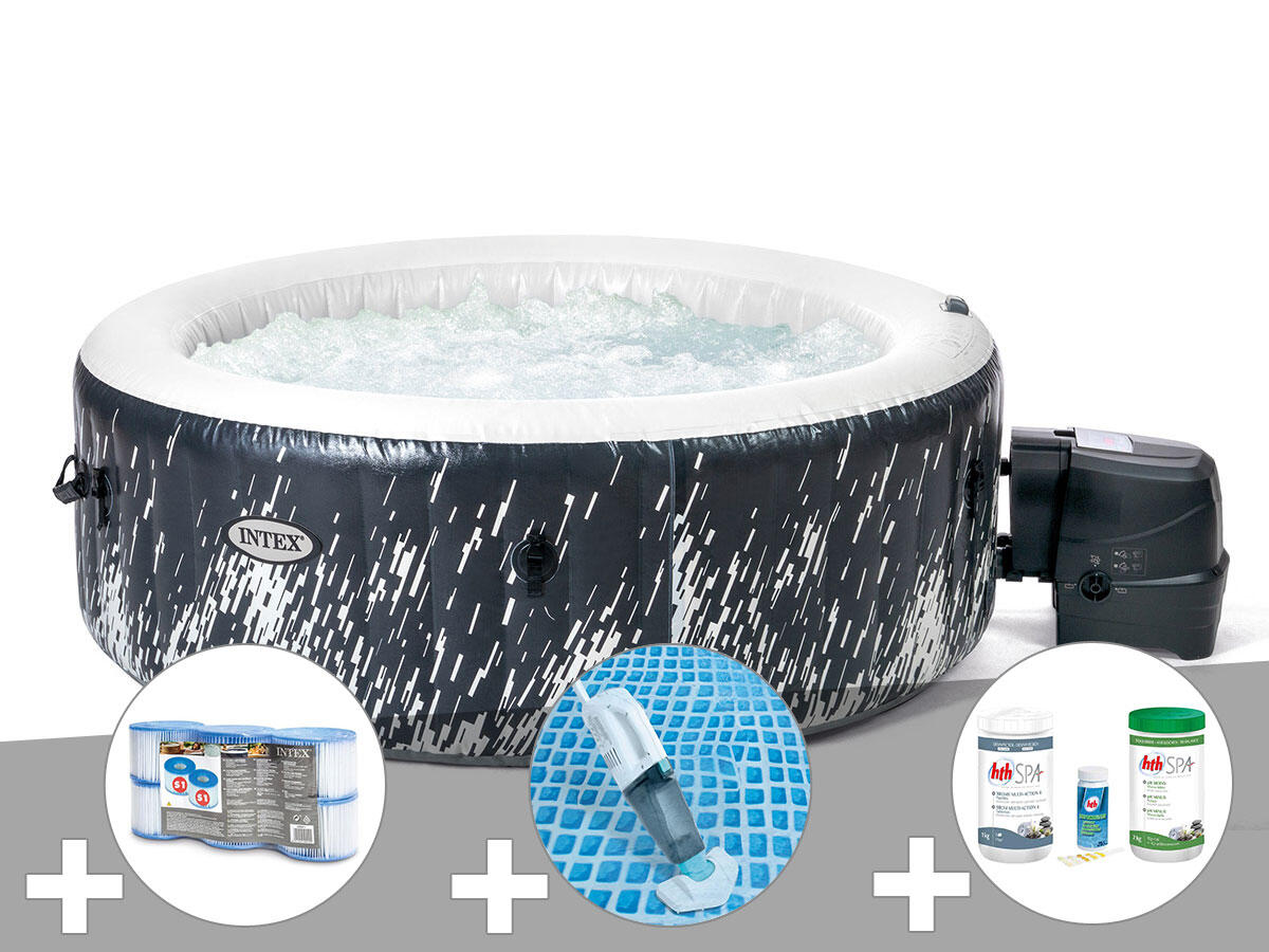 Kit spa gonflable  PureSpa Galaxie rond Bulles avec LED 4 places + 6 filtres + 1/1