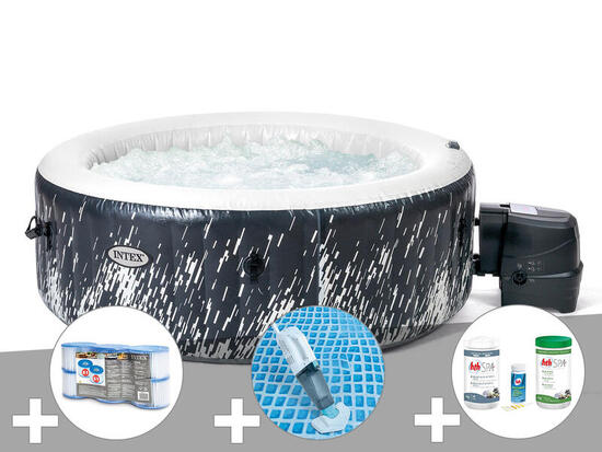 Kit spa gonflable PureSpa Galaxie rond Bulles avec LED 4 places + 6 filtres +