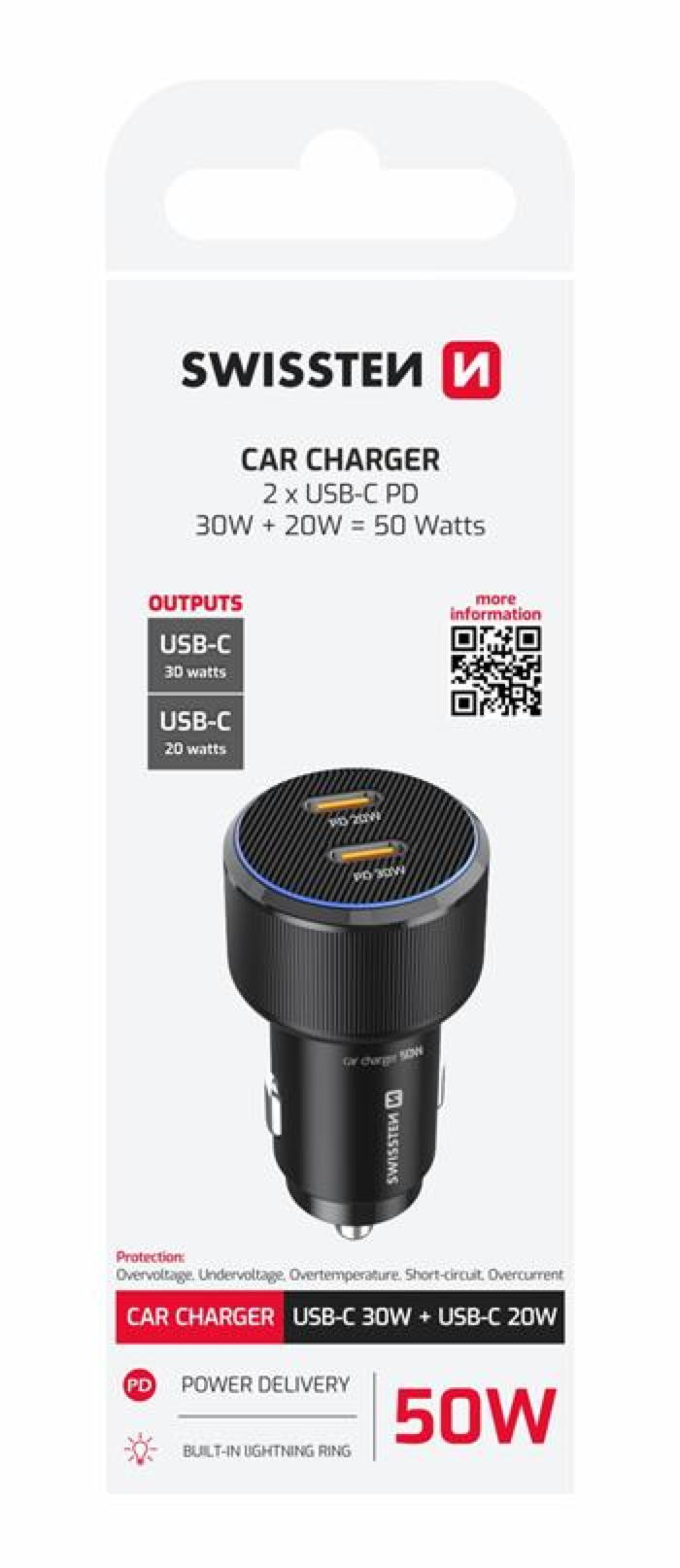 SWISSTEN Carregador Auto 50W 2x USB-C PD 5/5