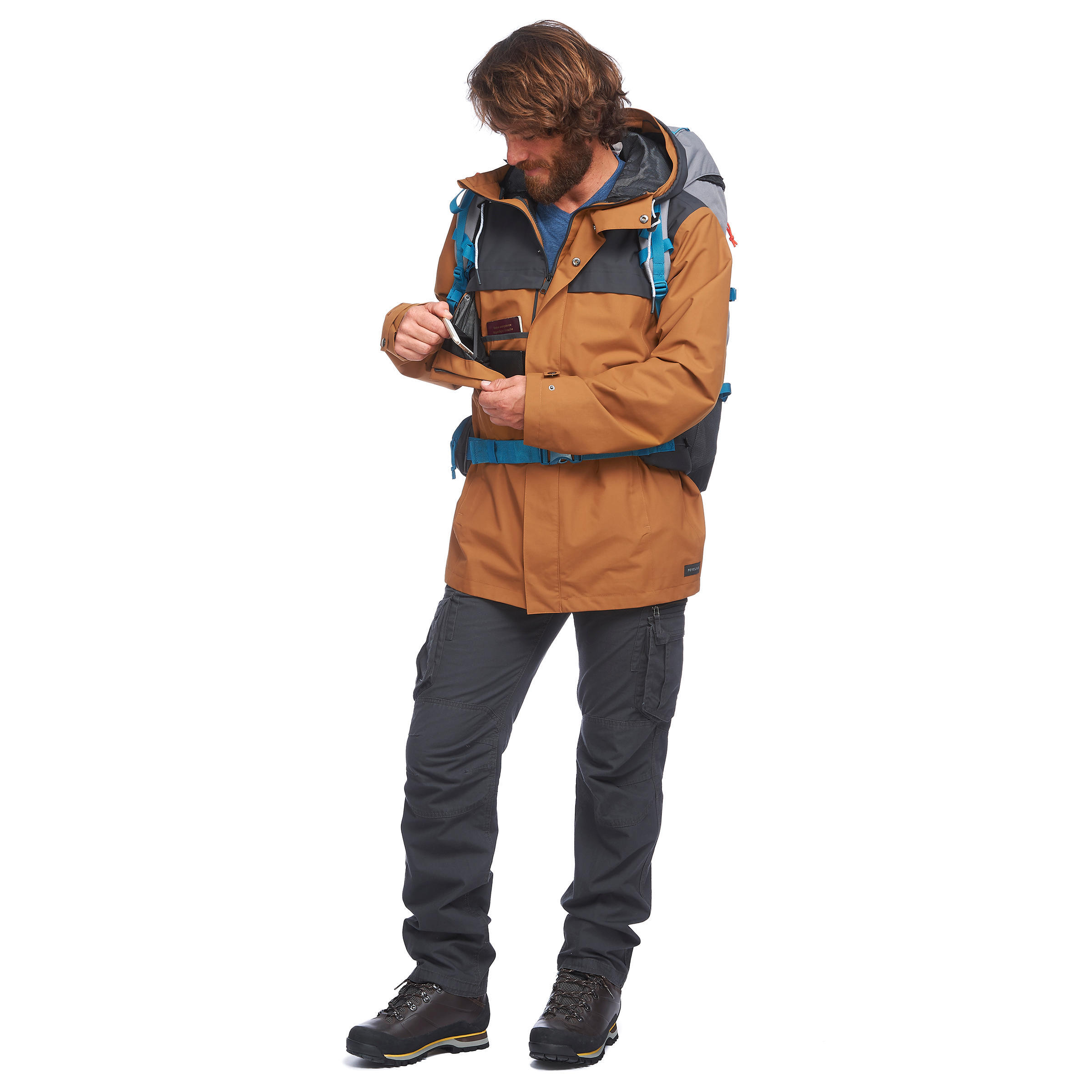 3-in-1 Trekking Reisejacke TRAVEL 100 Herren Camel 6/7