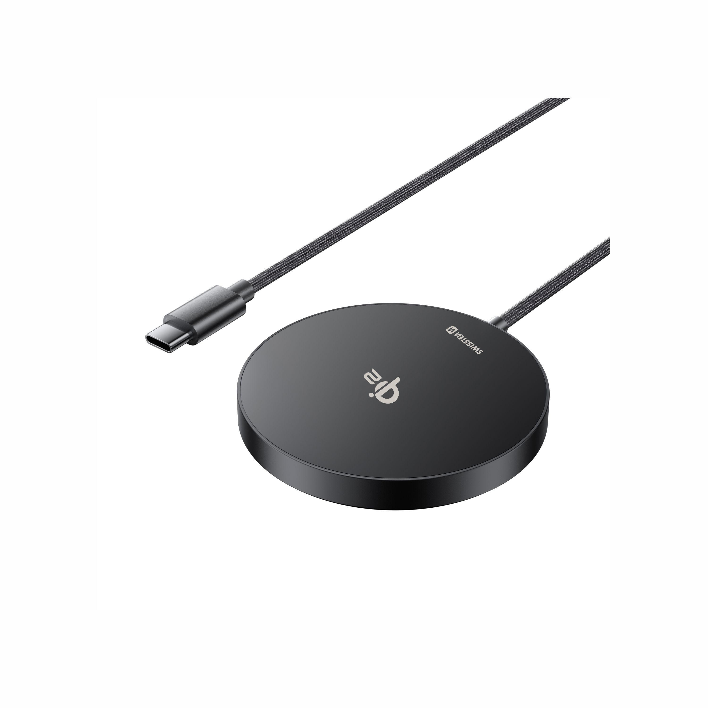 SWISSTEN MagPuck Carregador Qi2 MagSafe 15W com USB-C e cabo 1,5m 2/7