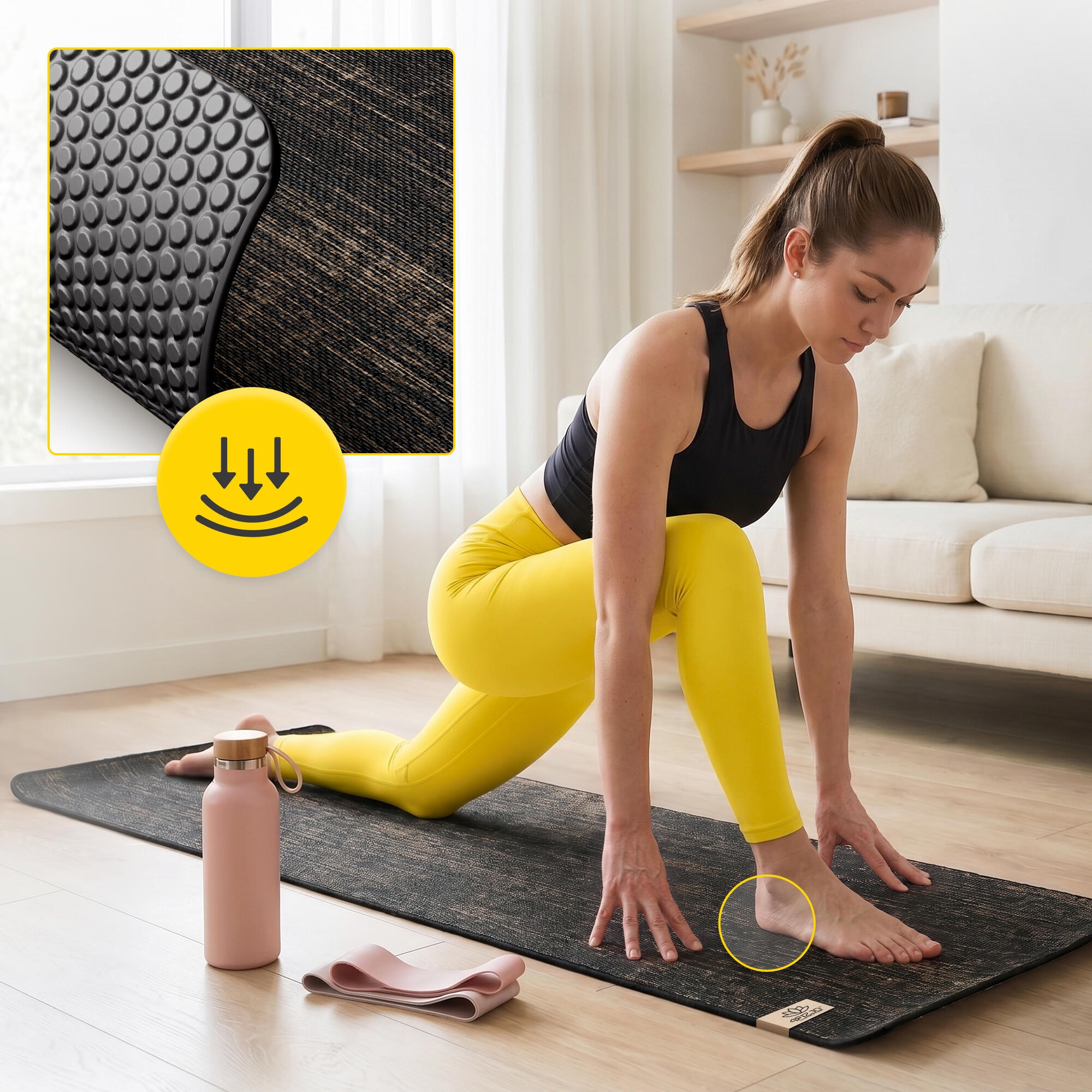 Jute Yogamatte 6mm rutschfeste Trainingsmatte Gymnastik 4FIZJO 2/7