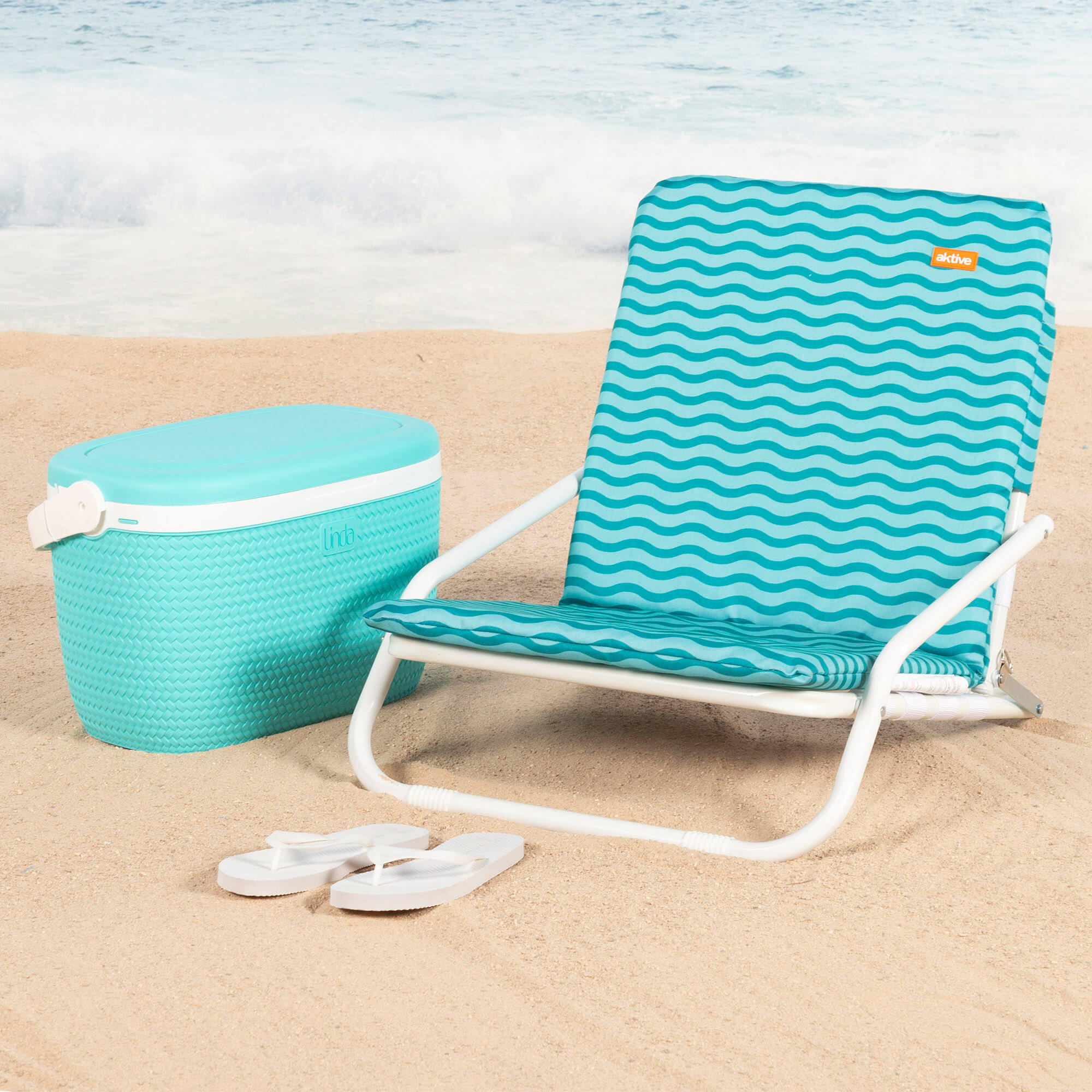 Aktive Silla de playa ligera con asa 46x60x50 cm azul 2/7