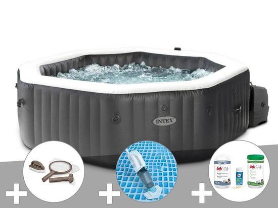 Kit spa gonflable PureSpa Carbone octogonal Bulles et Jets 4 places + Kit