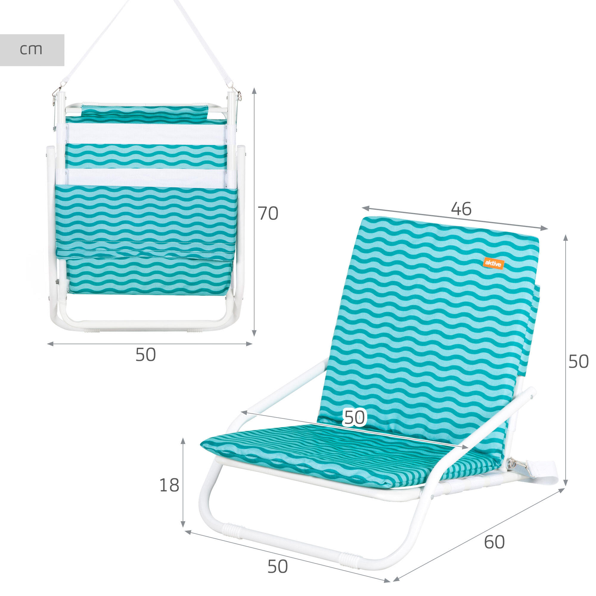 Aktive Silla de playa ligera con asa 46x60x50 cm azul 4/7