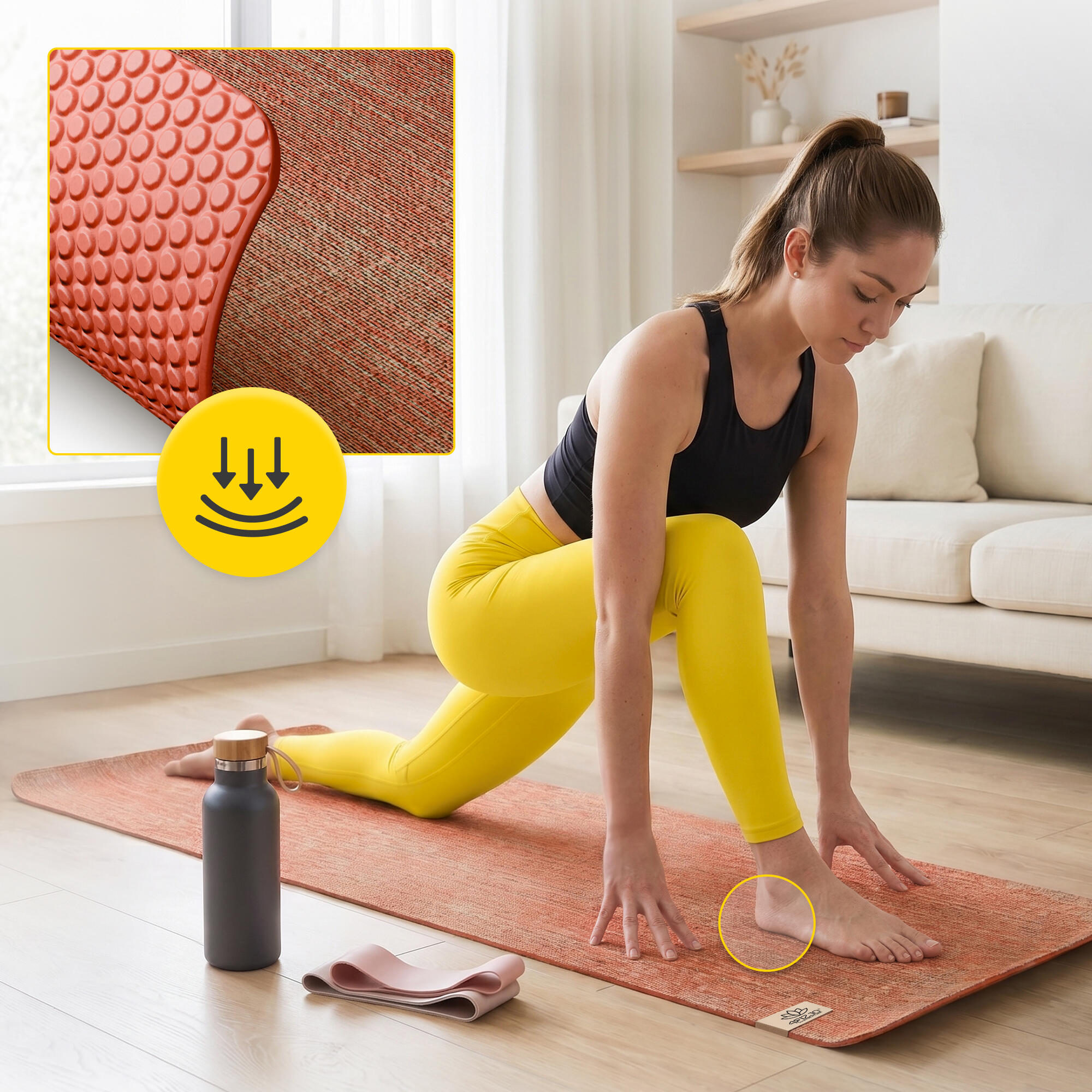 Jute Yogamatte 6mm rutschfeste Trainingsmatte Gymnastik 4FIZJO 2/7