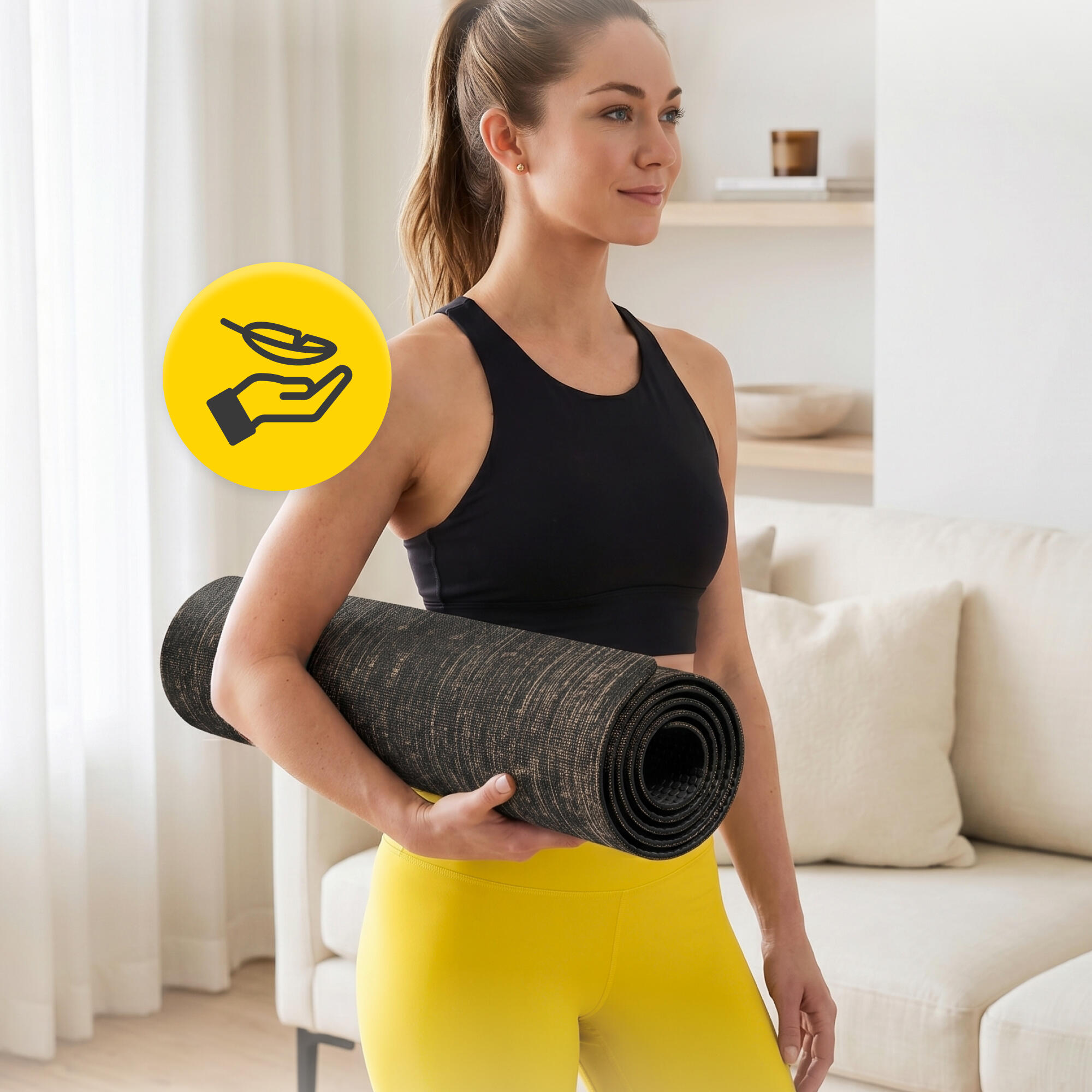 Jute Yogamatte 6mm rutschfeste Trainingsmatte Gymnastik 4FIZJO 4/7