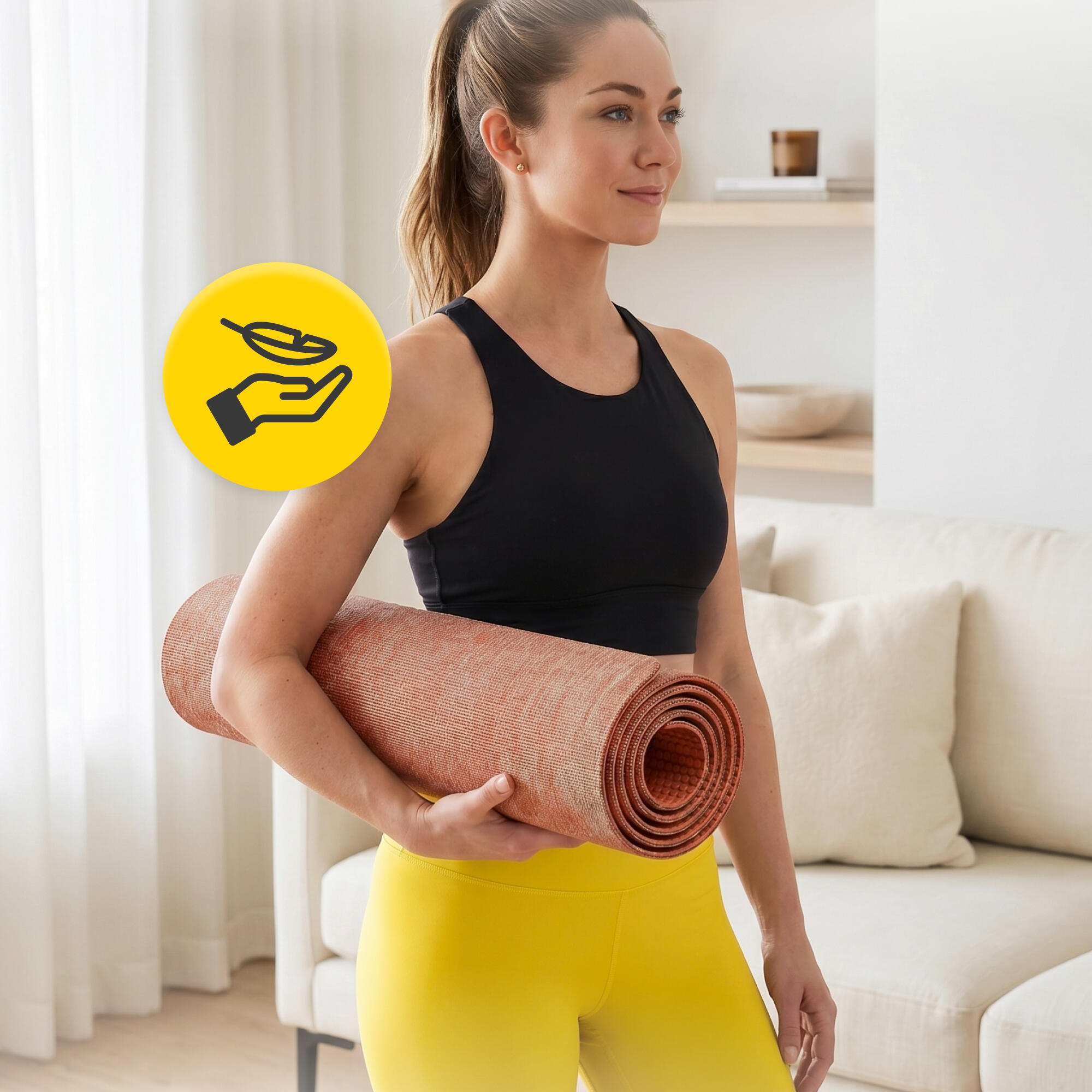 Jute Yogamatte 6mm rutschfeste Trainingsmatte Gymnastik 4FIZJO 4/7