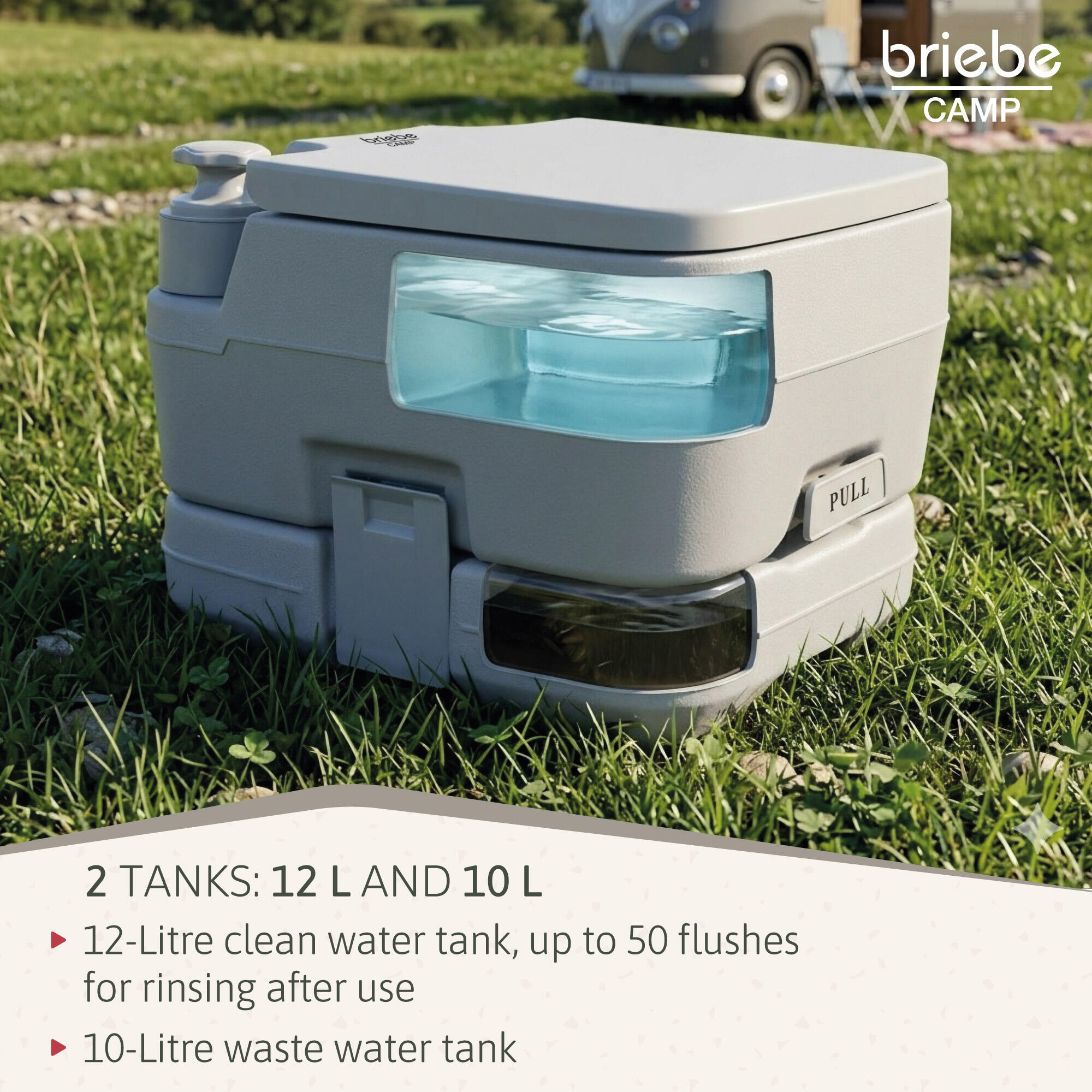 Tragbare 10L-Toilette für Wohnmobil-Camping, 12L-Wasserablauf-WC briebe Camp 3/7