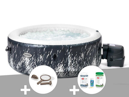 Kit spa gonflable PureSpa Galaxie rond Bulles avec LED 4 places + Kit