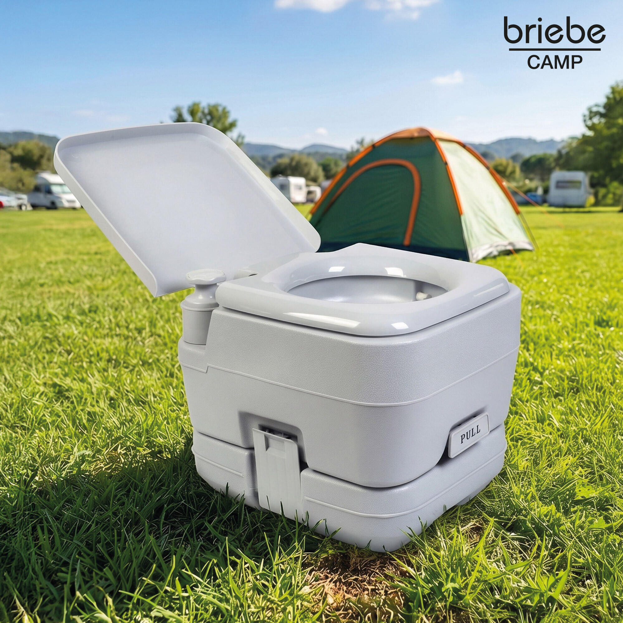 Tragbare 10L-Toilette für Wohnmobil-Camping, 12L-Wasserablauf-WC briebe Camp 2/7