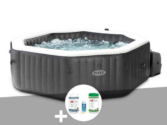Kit spa gonflable PureSpa Carbone octogonal Bulles et Jets 4 places + Kit
