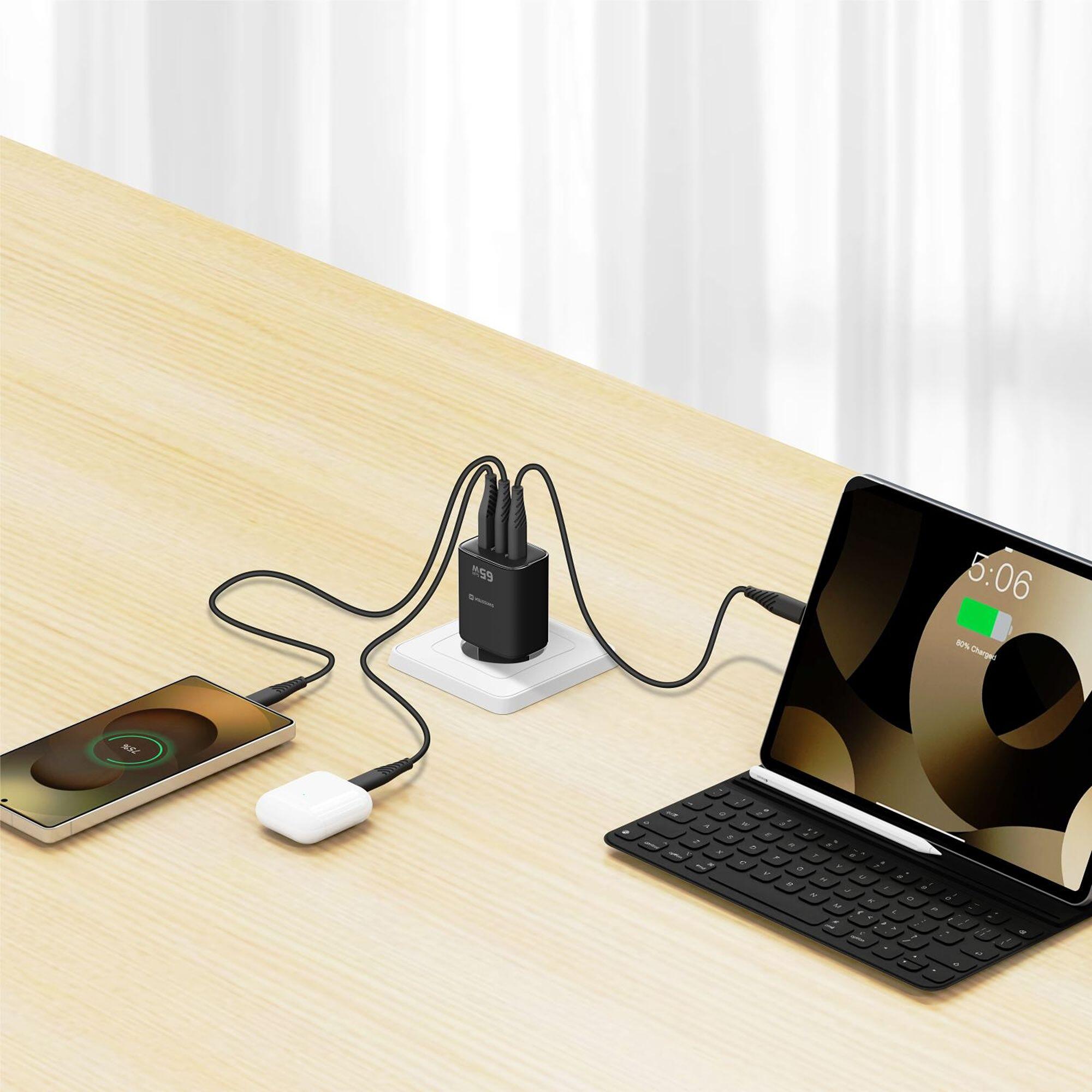 SWISSTEN GaN Edge Charger 65W - 2x USB-C PD, 1x USB-A QC, Preto 7/7