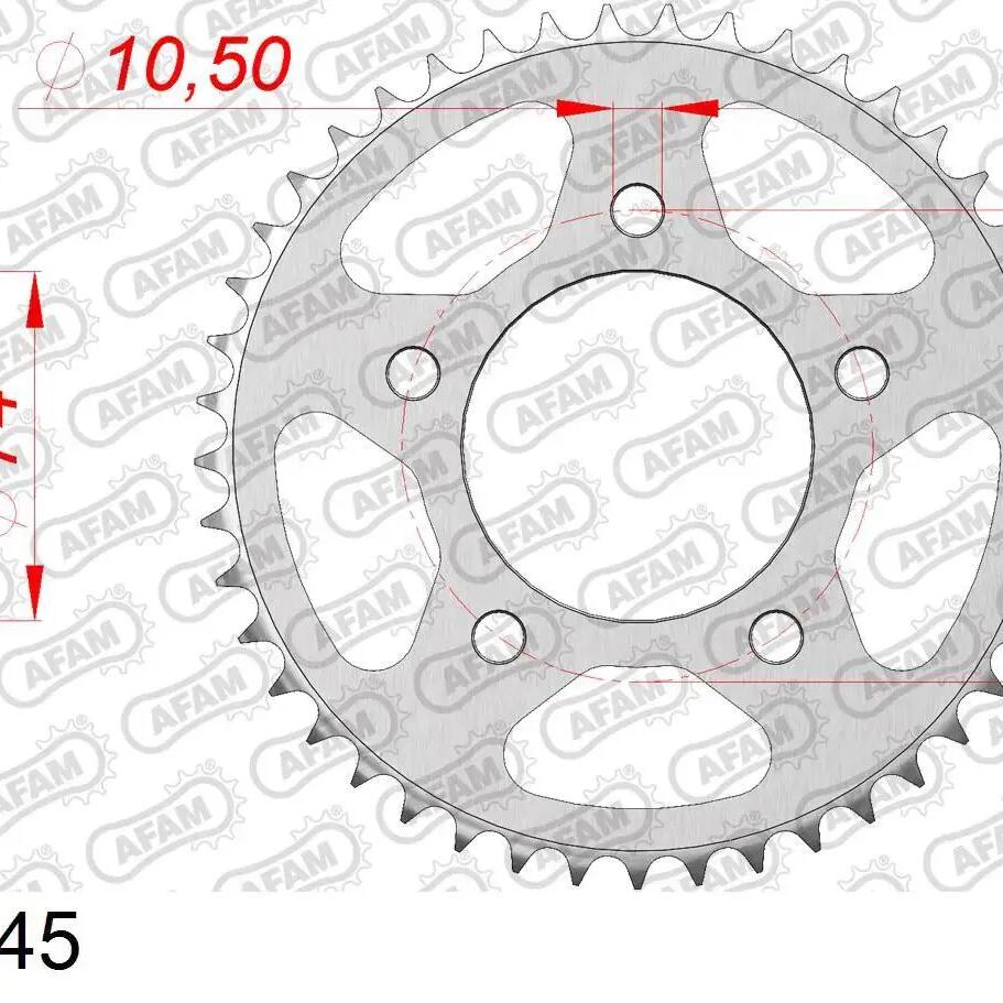 AFAM Chain Wheel 428, 45z, Steel, Silver.