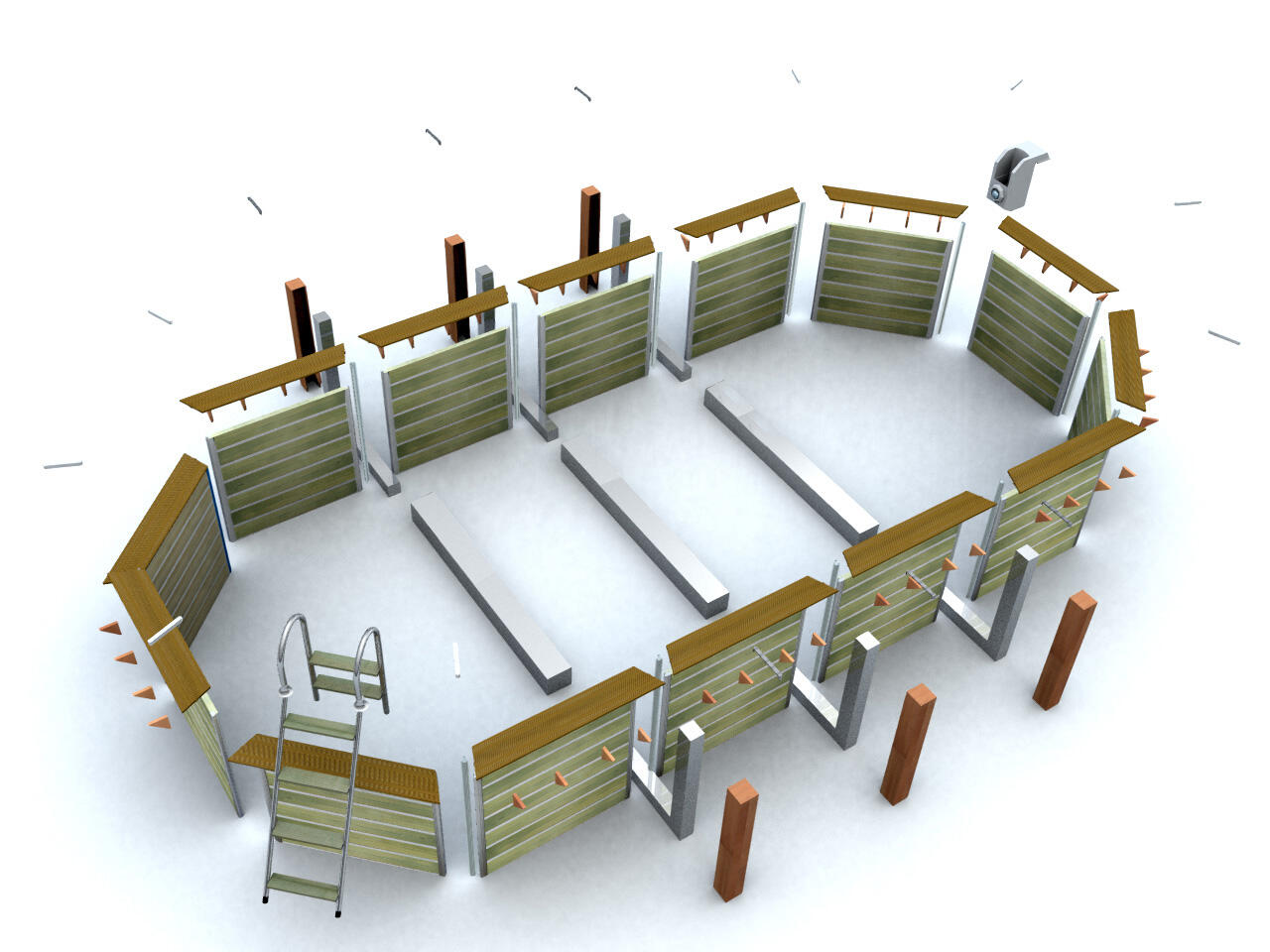 Piscine bois octogonale CALAYAN 890x420x129 cm 39m³ 2/7