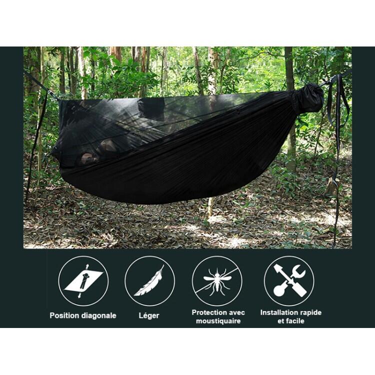 Tropical Hamac - Zwarte Parachute Hangmat met Muggennet 3/5