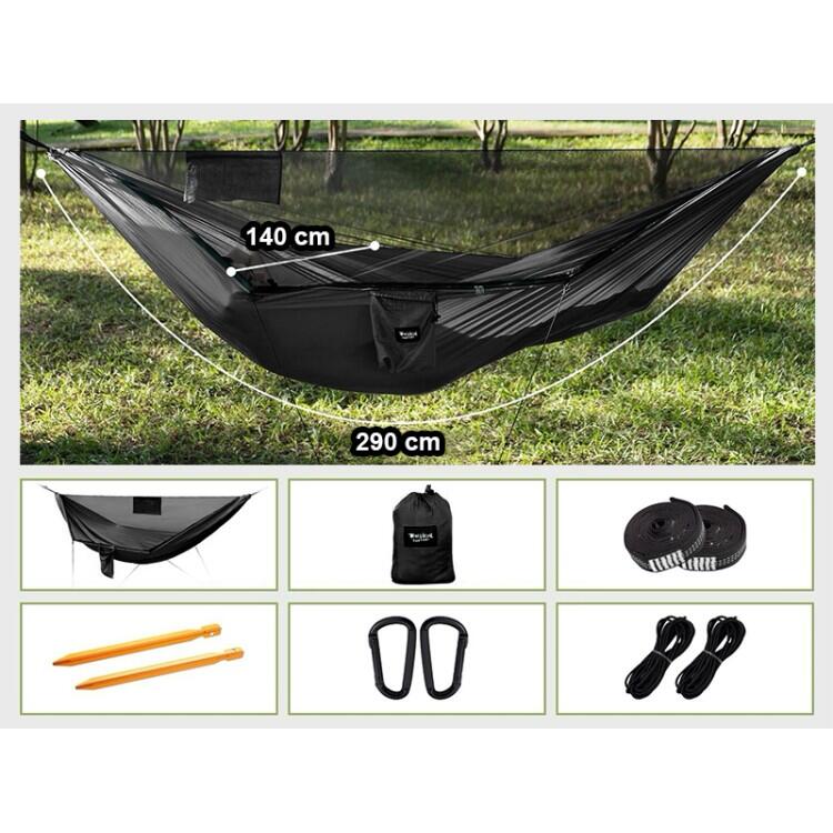 Tropical Hamac - Zwarte Parachute Hangmat met Muggennet 5/5