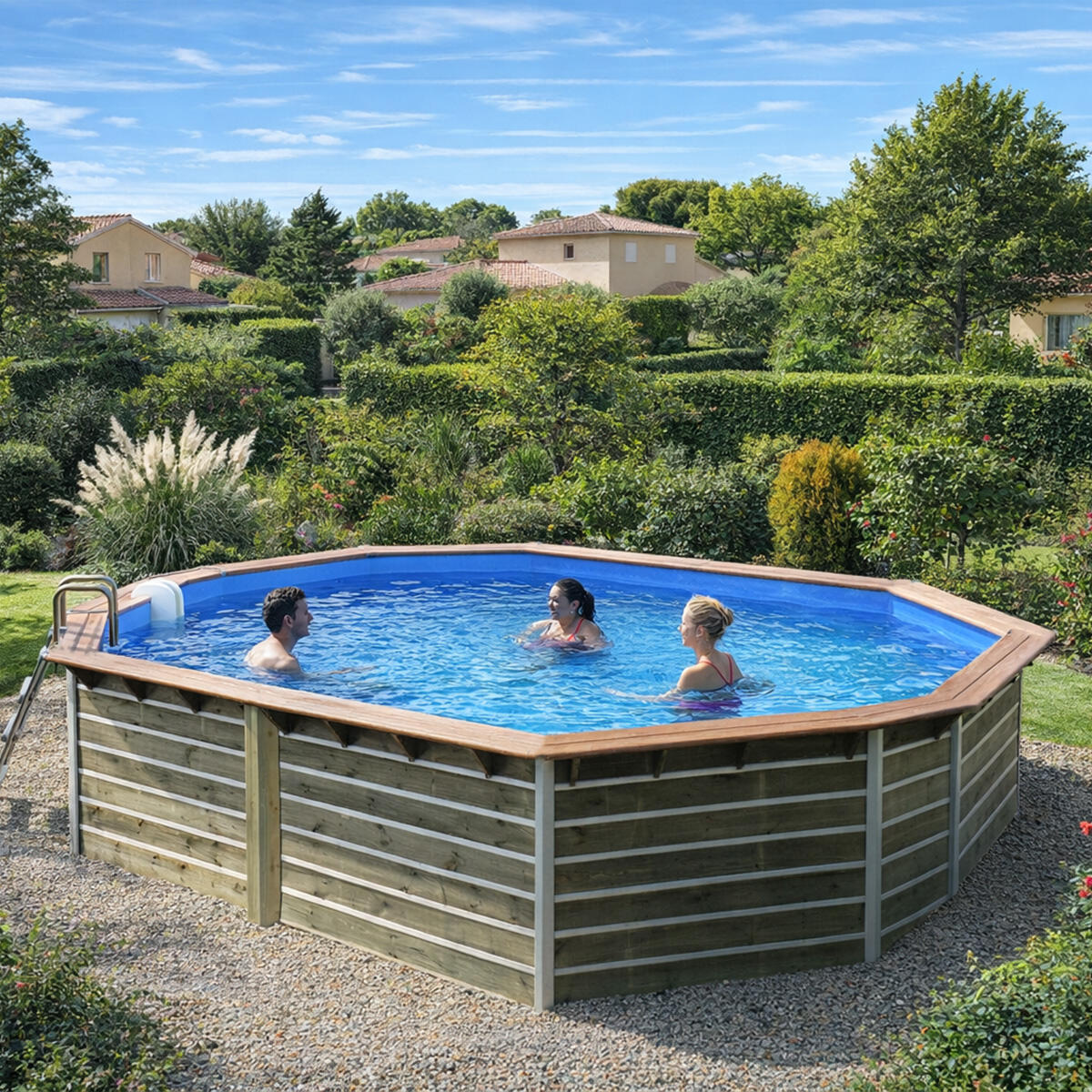 Piscine bois octogonale FUGUA 590x420x129 cm 22m³ 7/7