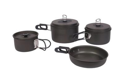 Pannenset geanodiseerd l 4-delig 2,2l+1,2l+1l 7,5" aluminium - human comfort