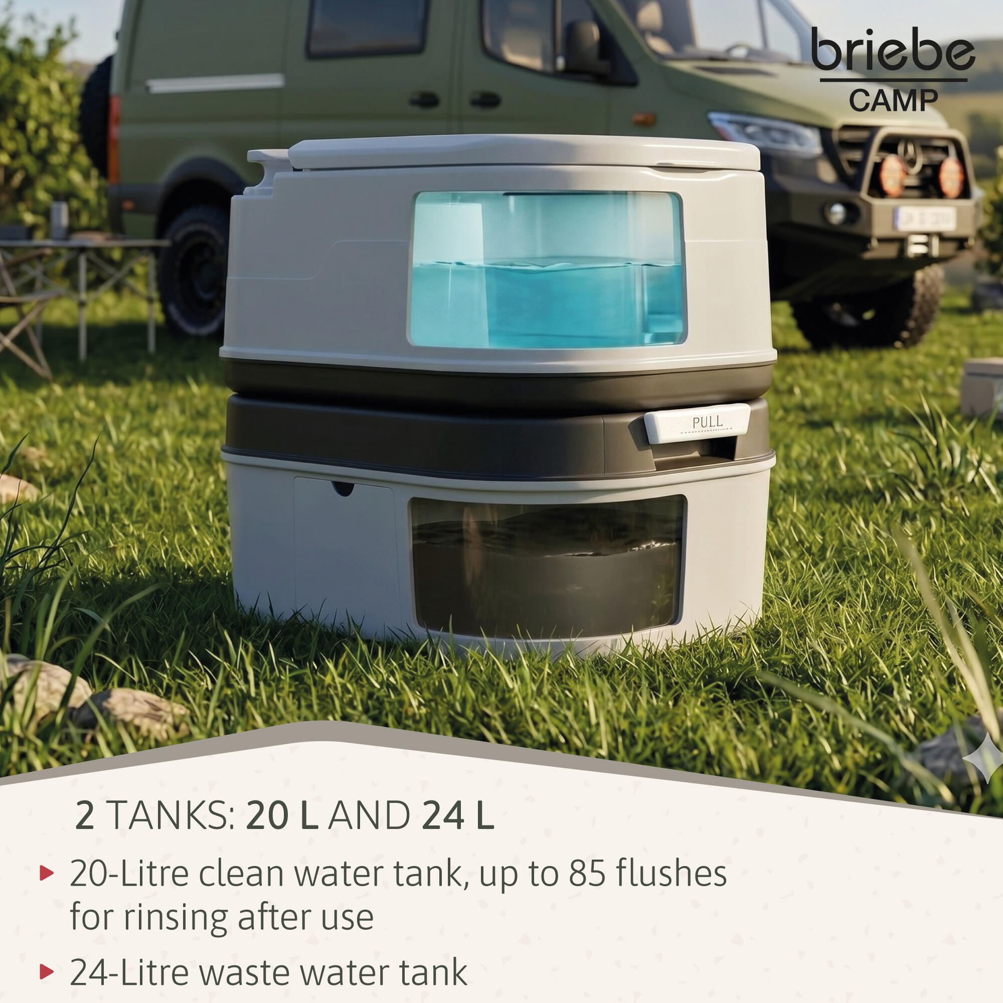 Tragbare 24L-Toilette für Wohnmobil-Camping, 20L-Wasserablauf-WC briebe Camp 3/7