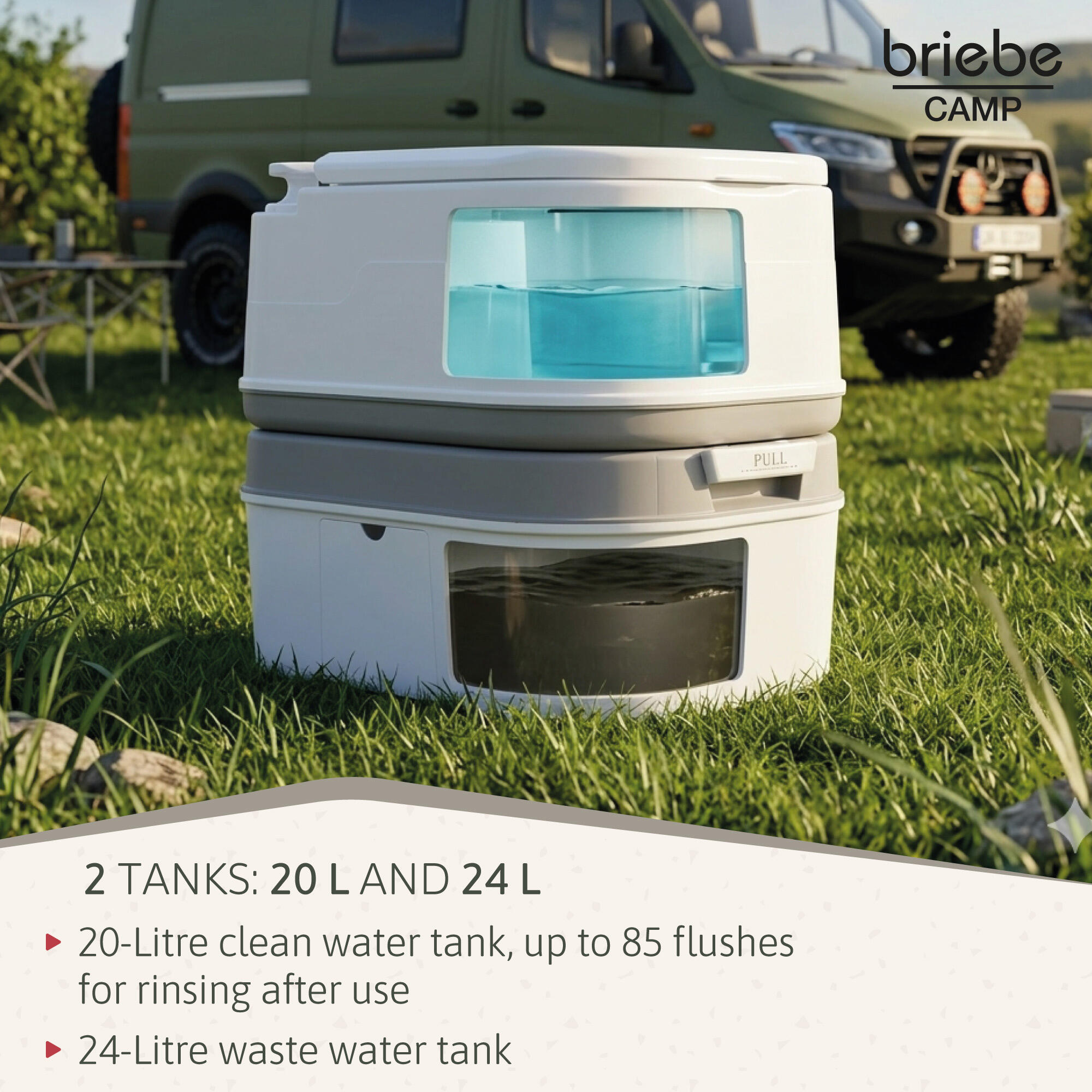 Tragbare 24L-Toilette für Wohnmobil-Camping, 20L-Wasserablauf-WC briebe Camp 3/7