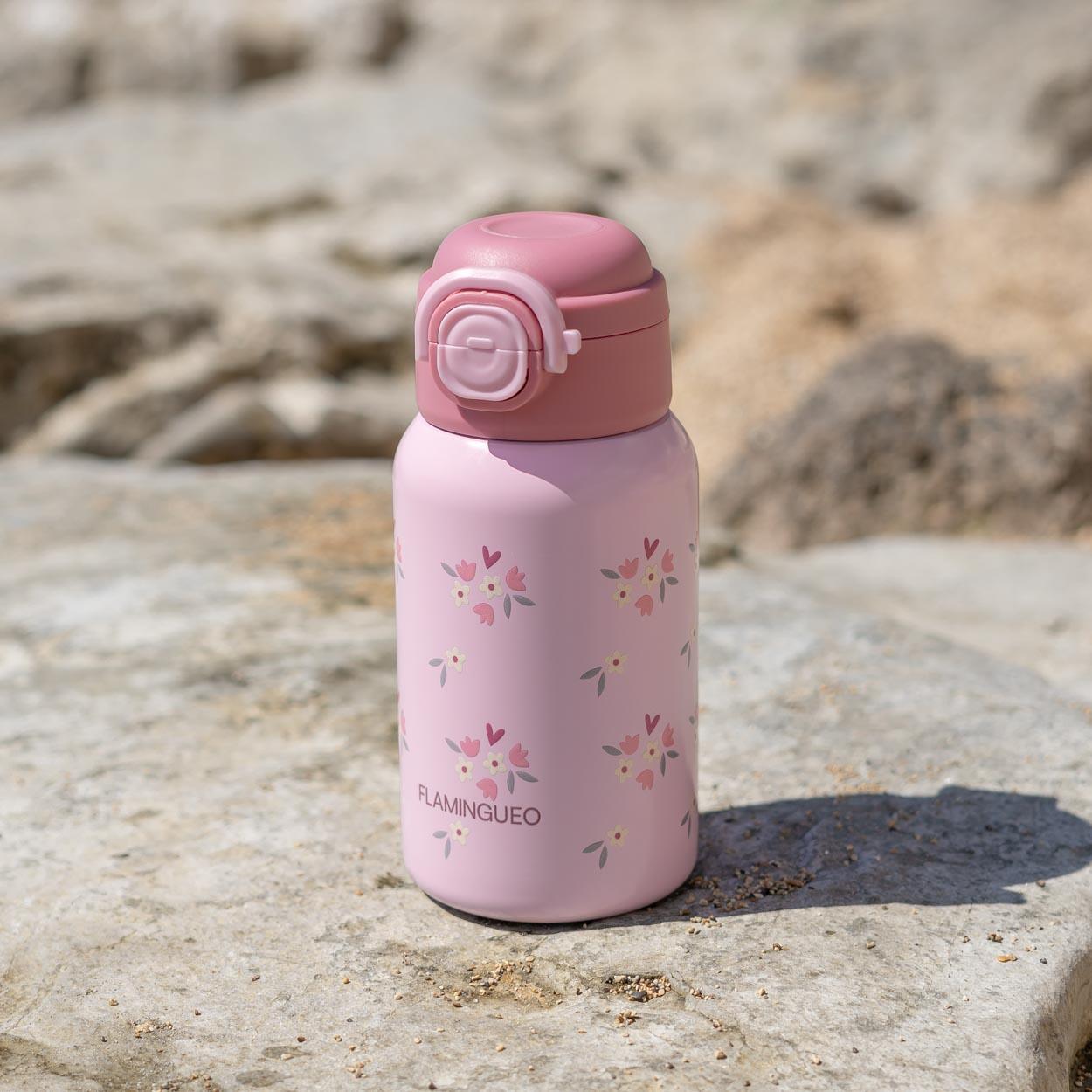 Flamingueo botella térmica infantil acero rosa 3/7