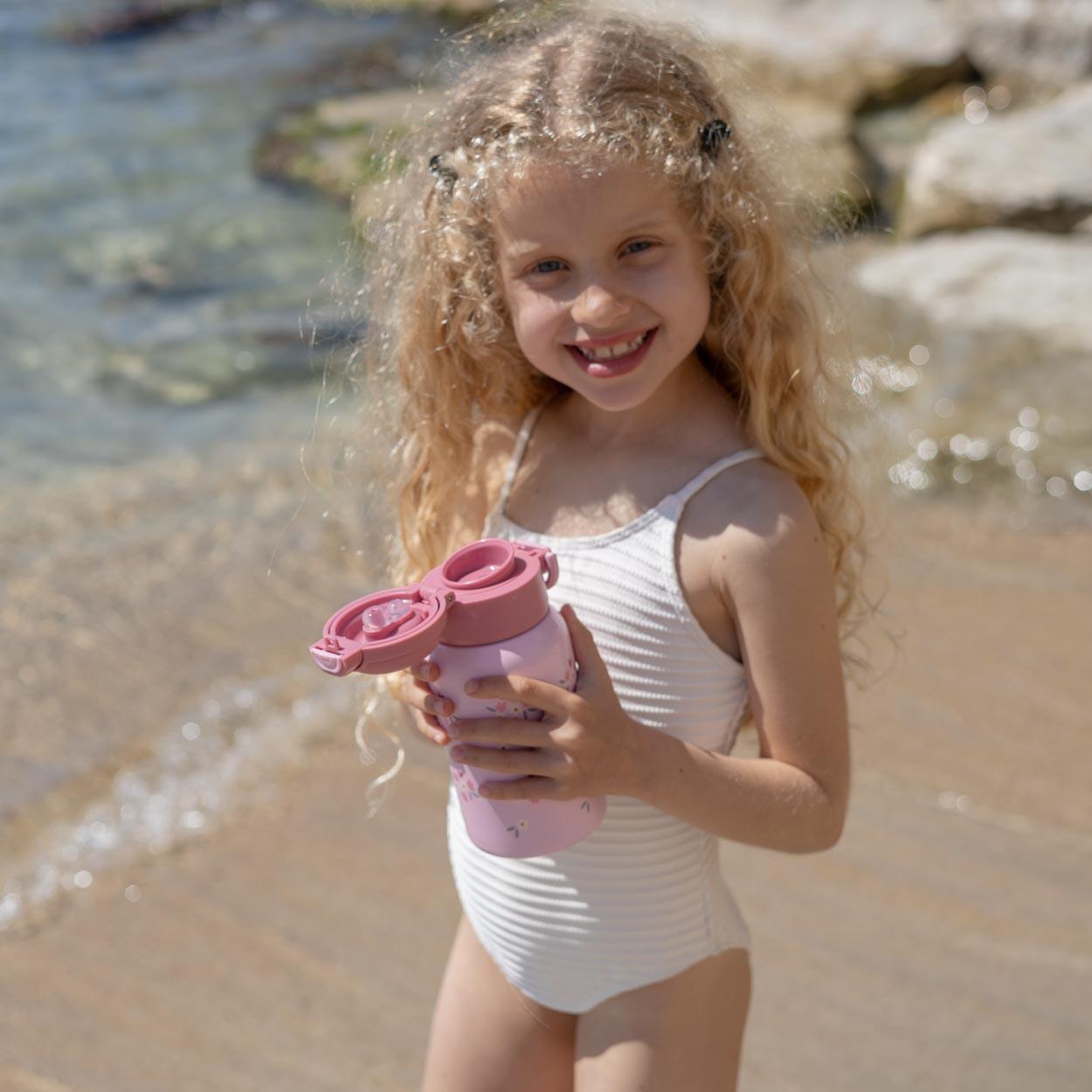 Flamingueo botella térmica infantil acero rosa 2/7