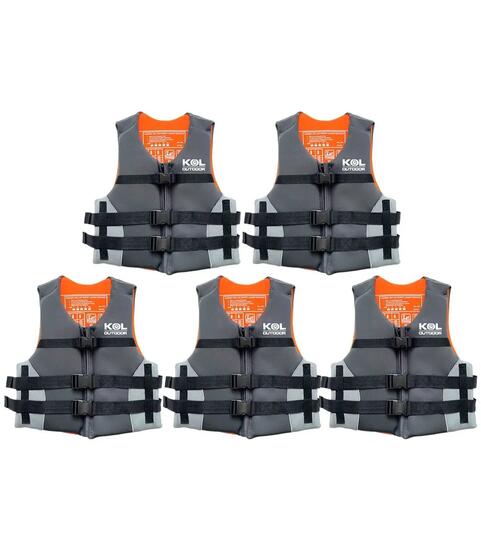 Lot 5 Gilets Sauvetage Néoprène KOL OUTDOOR 50N Taille XXL - Aide Flottabilité