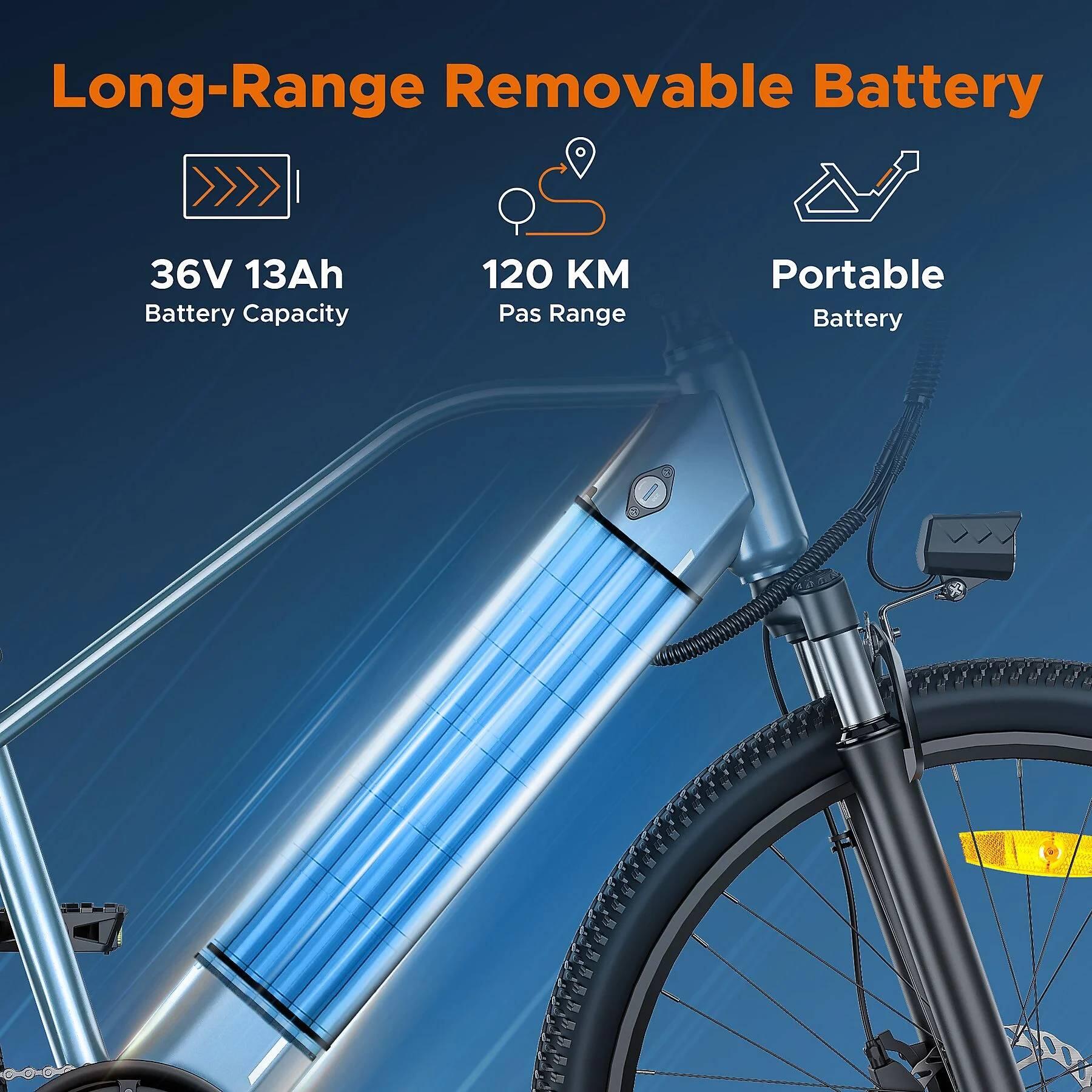MileTrail 1 Bicicletta elettrica adulto 250W, 36V 13Ah, pneumatico largo 26" 6/7