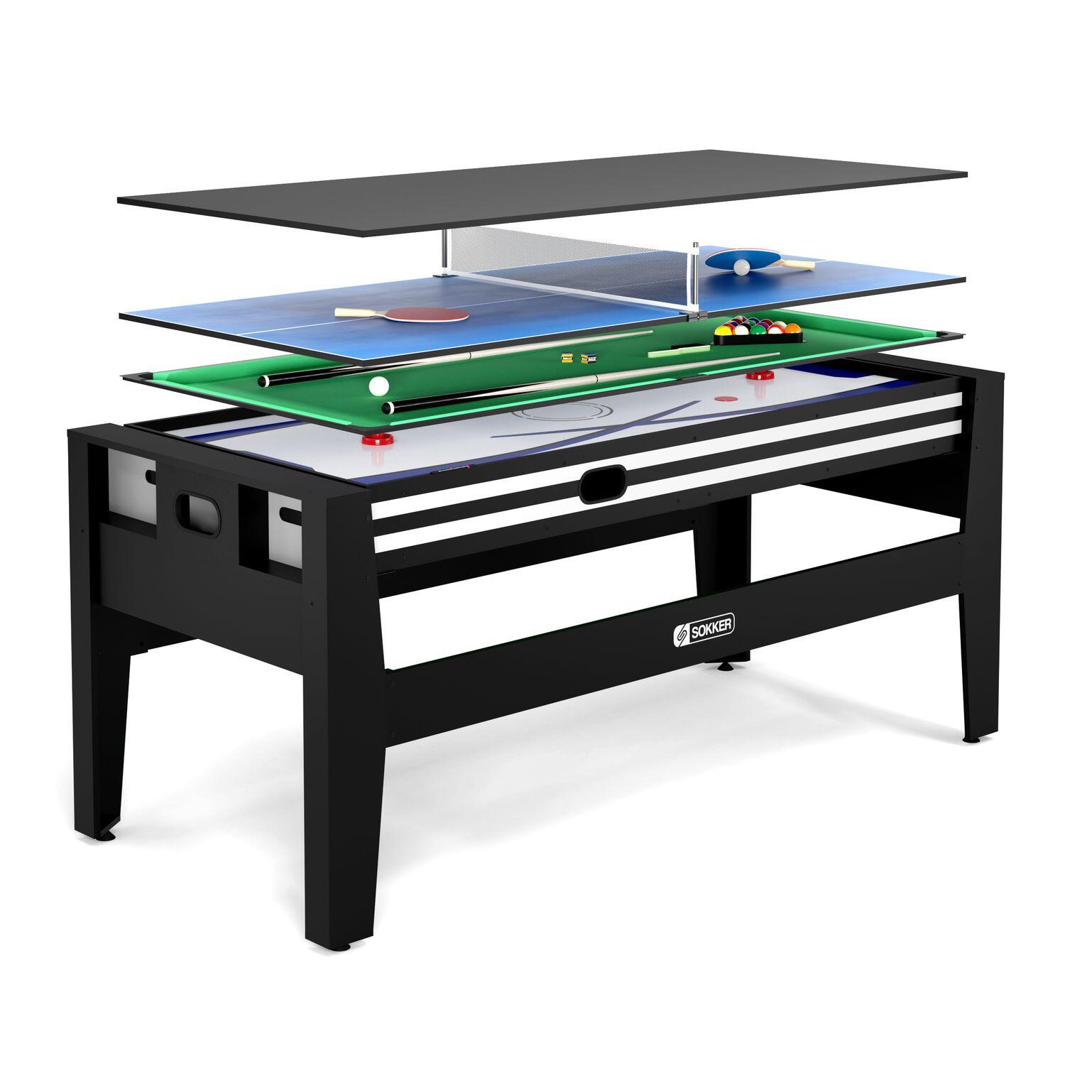 Table multi jeux 4 en 1 GLADIATEUR : Air Hockey, Billard, Ping Pong 1/7
