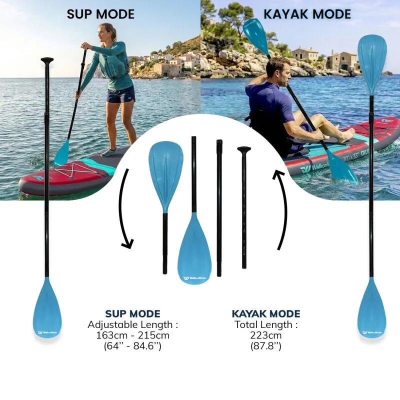 Pagaie SUP/KAYAK Carbon SPIRIT Fibre de Verre 2in1 ajustable 165 à 215 cm 900g