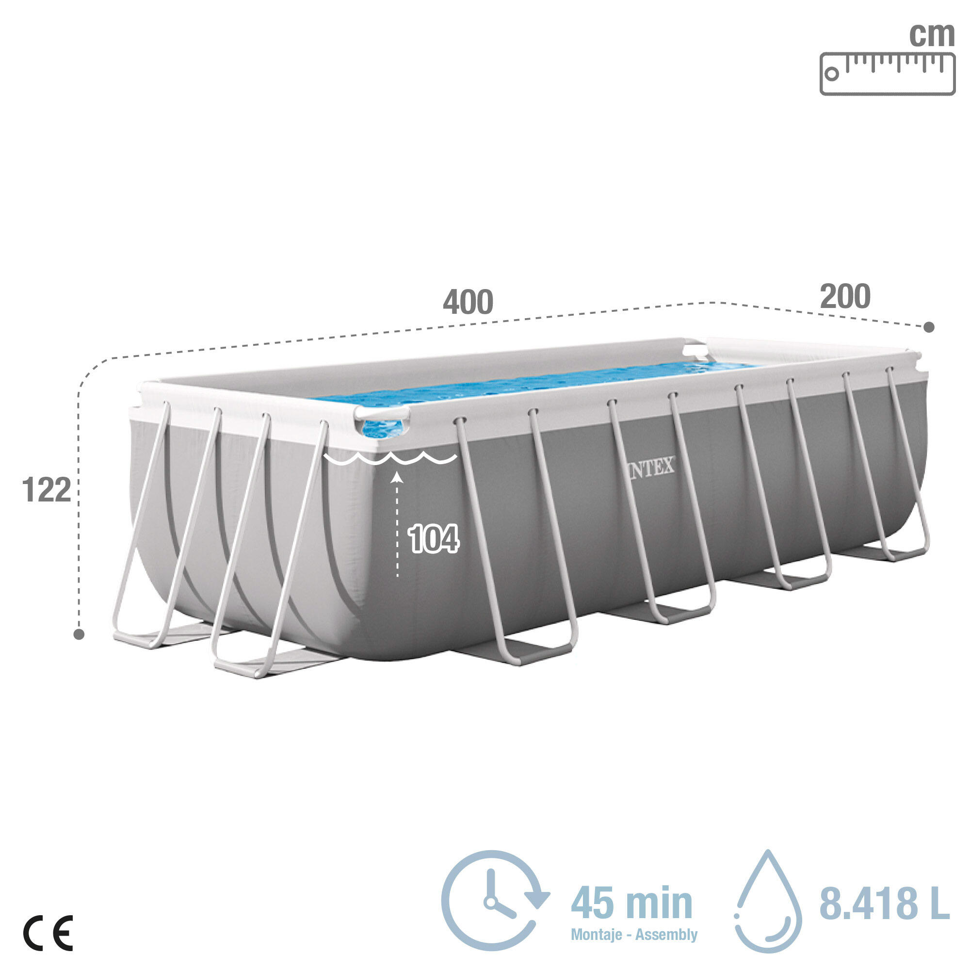 Piscina desmontable Rectangular con depuradora Prism Frame INTEX 4/7