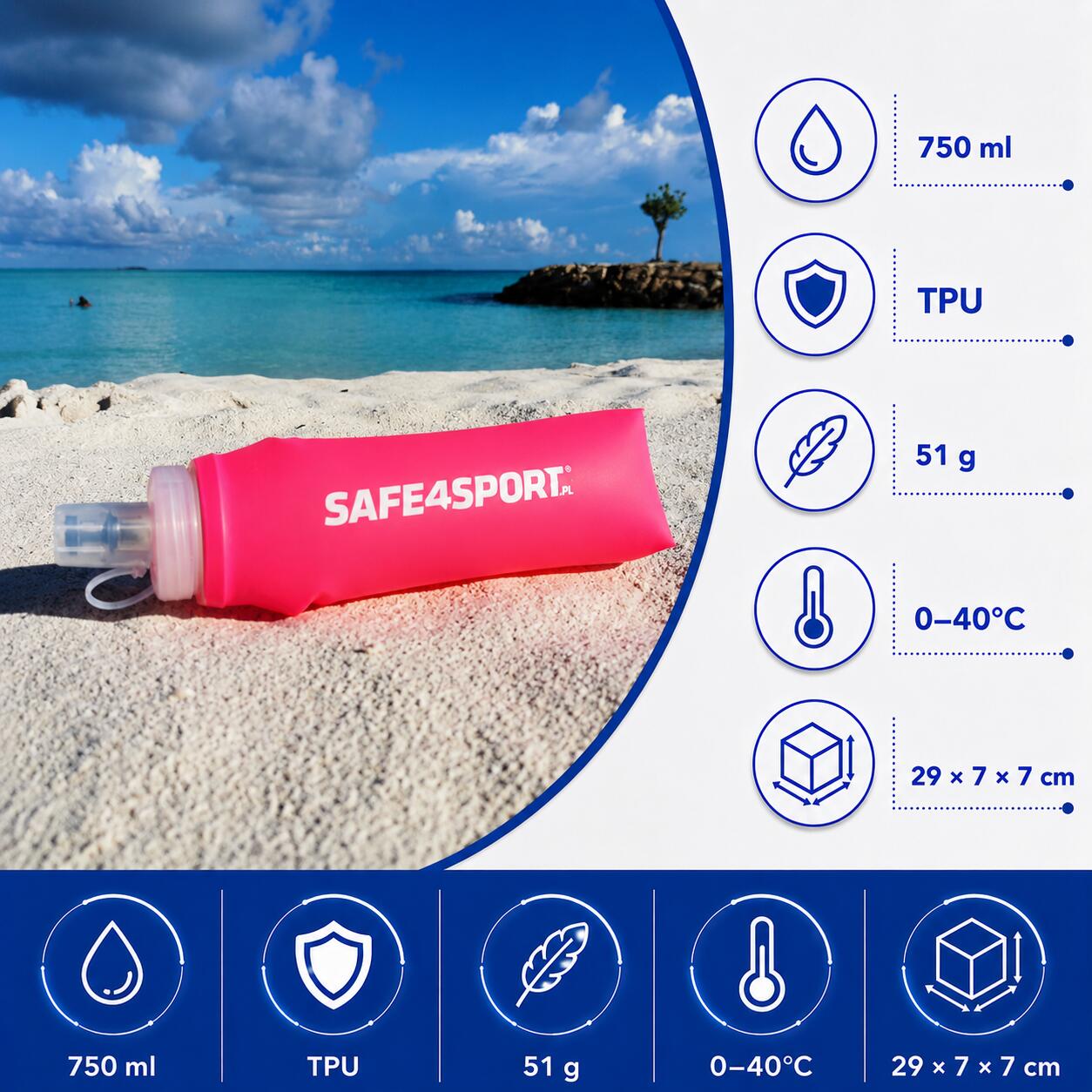 Soft Flask 750 ml flexibele drinkfles groot hardlopen 3/7