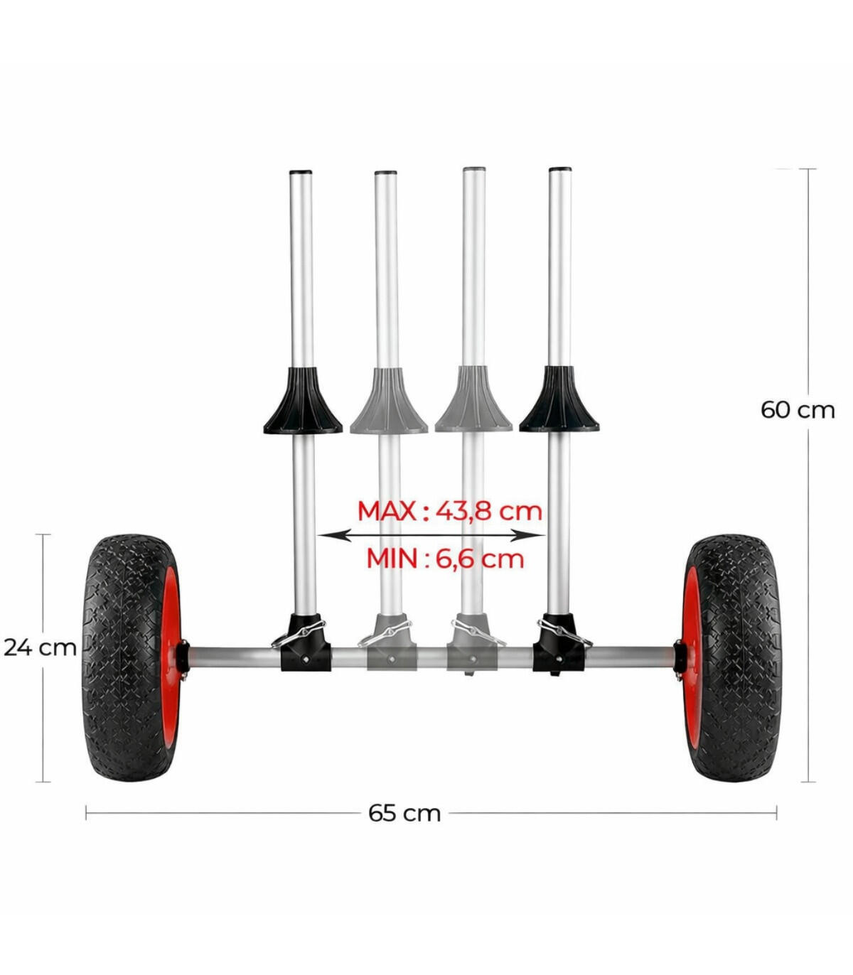 Carrinho Kayak Autoesvaziável Alumínio Rodas PU Antifuro 60 kg Kol CKA01 2/6