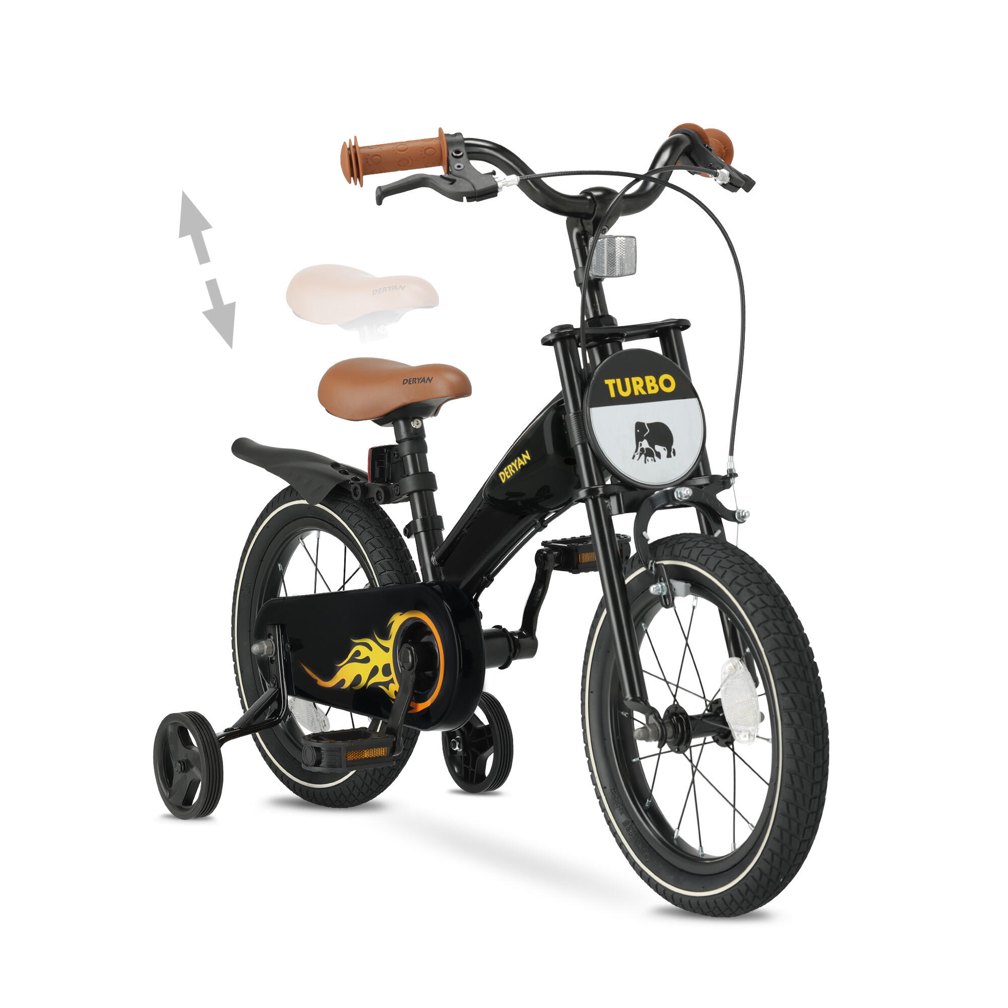 Bicicleta Infantil Deryan Turbo 3-en-1 - 14 Pulgadas - Negro 5/8