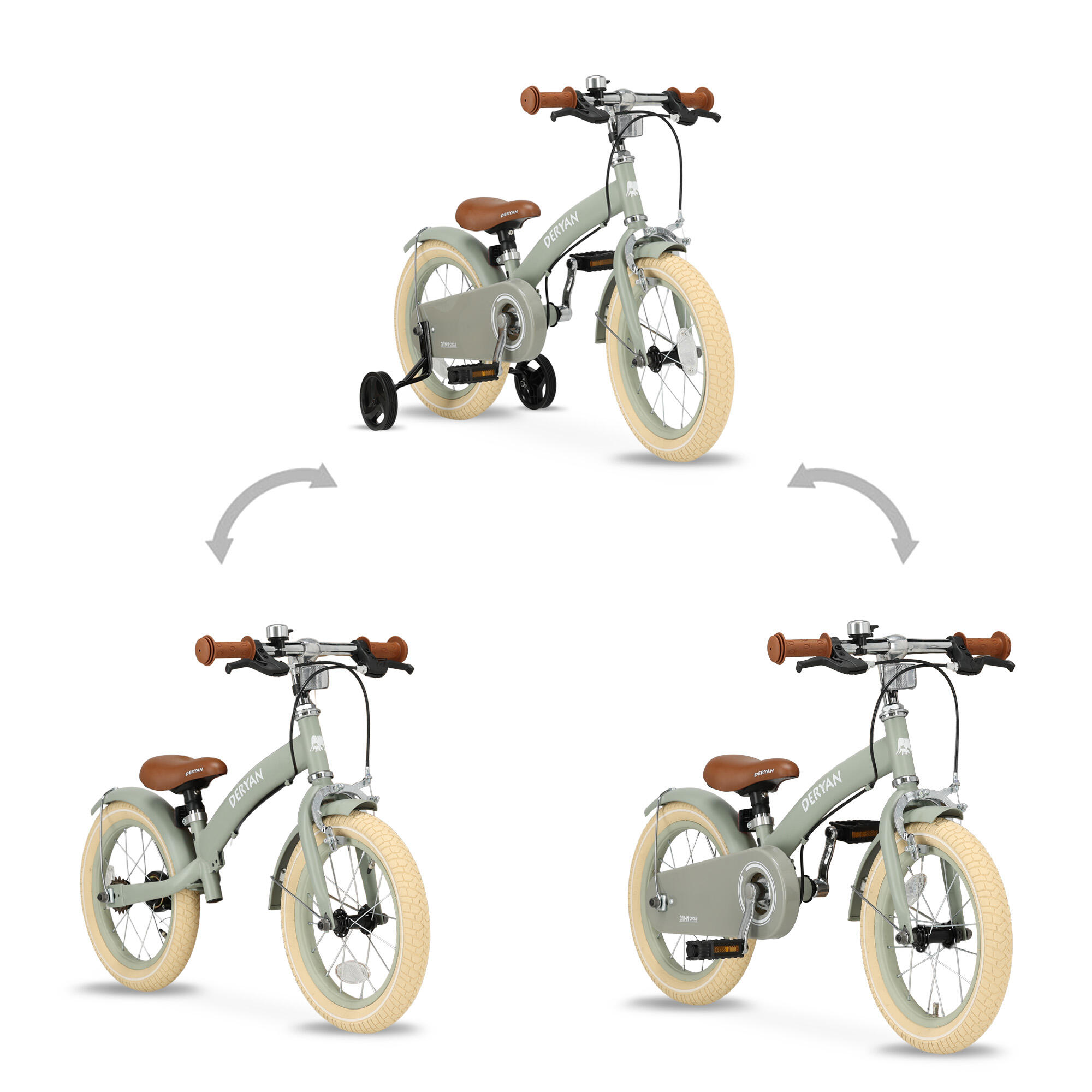 Vélo Enfant 12 Pouces – Hauteur Réglable, Stabilisateurs, Vert, Pour 2 à 4 Ans (80-110 Cm)