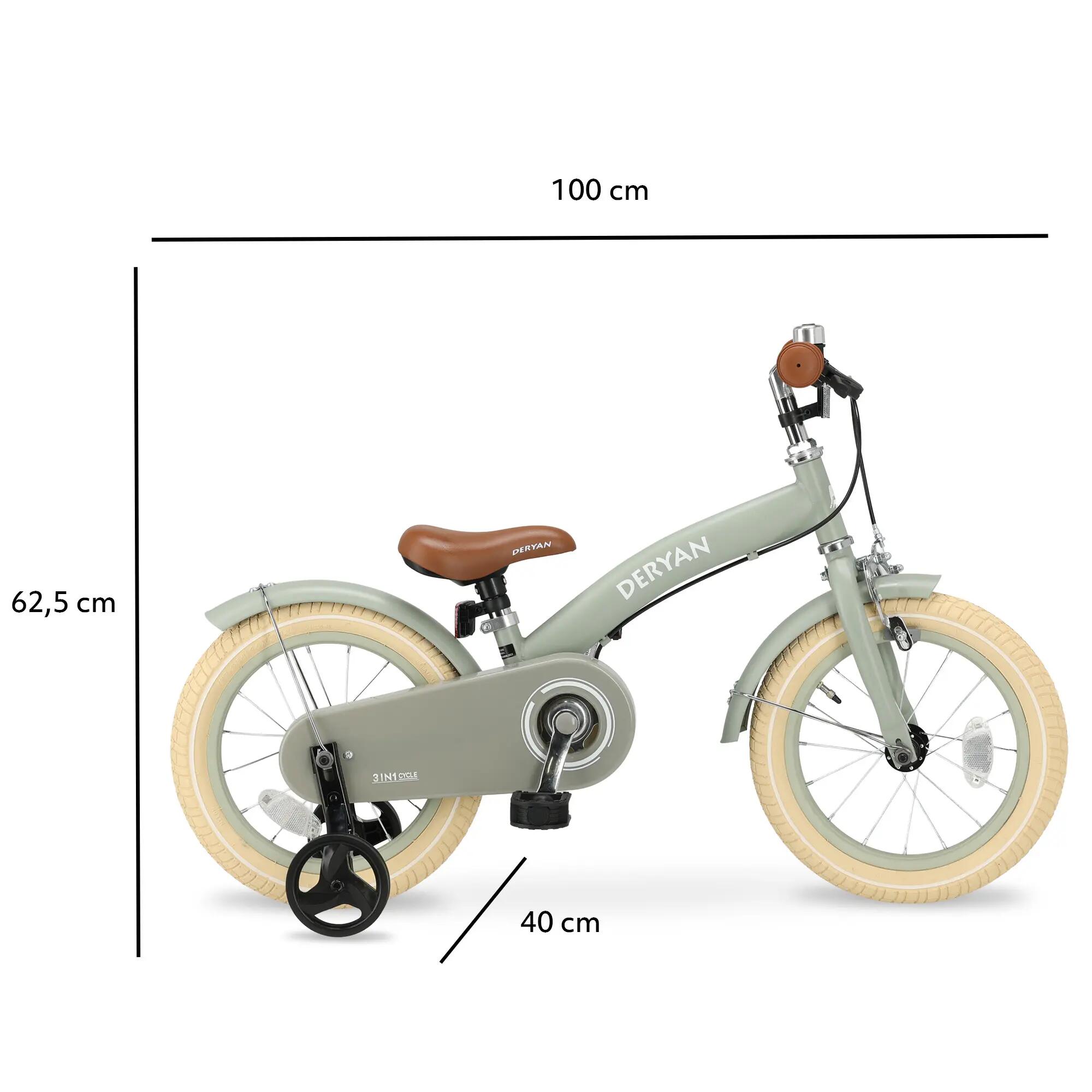 Bicicleta infantil 3 em 1 de 14 polegadas - Bicicleta de equilíbrio - Verde 7/8