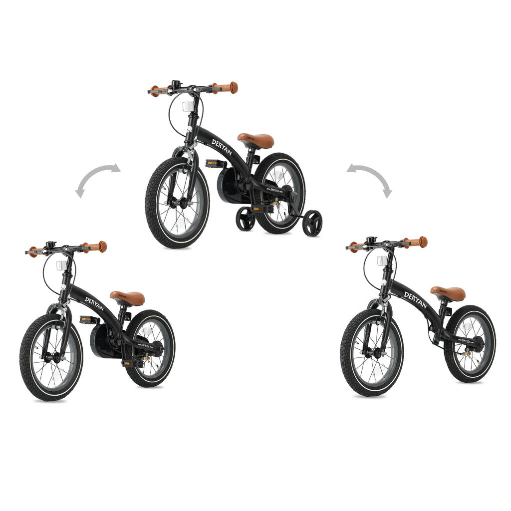3-in-1 Children's Bicycle 14 Inch - Balance Bike - Black