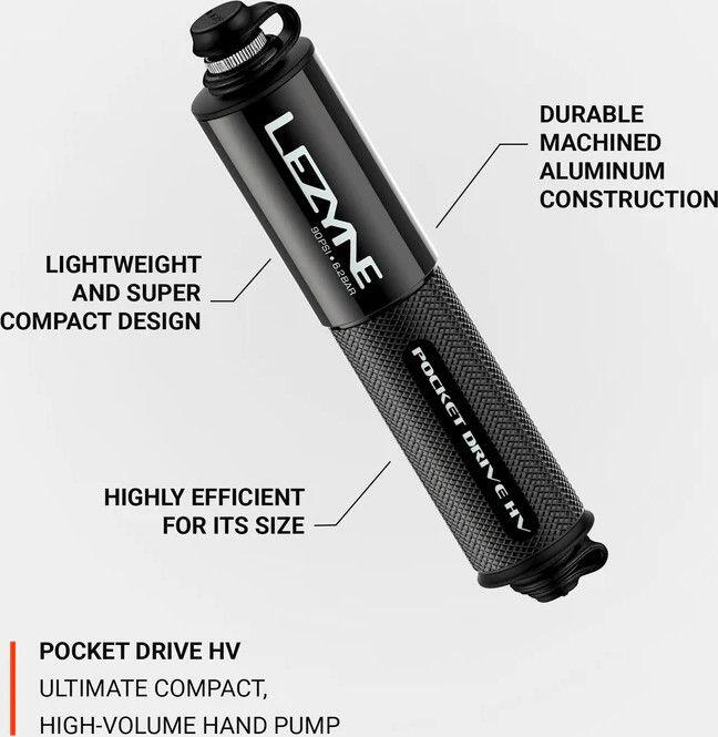Pompe à Main Lezyne Pocket Drive HV (Max 90 psi / 6.2 bar) Noir 5/7